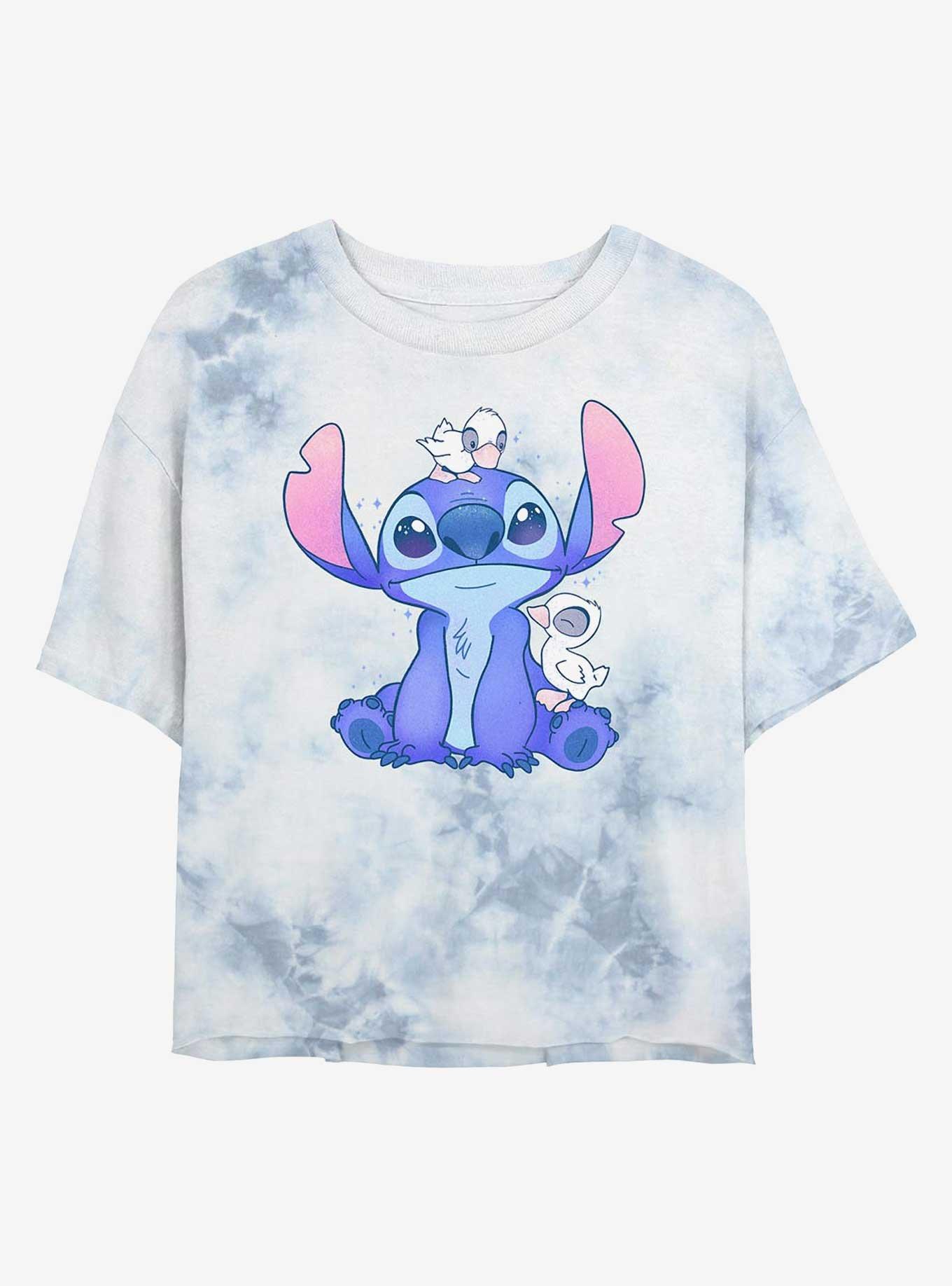 Disney Lilo & Stitch Cute Ducks Girls Tie-Dye Crop T-Shirt, , hi-res