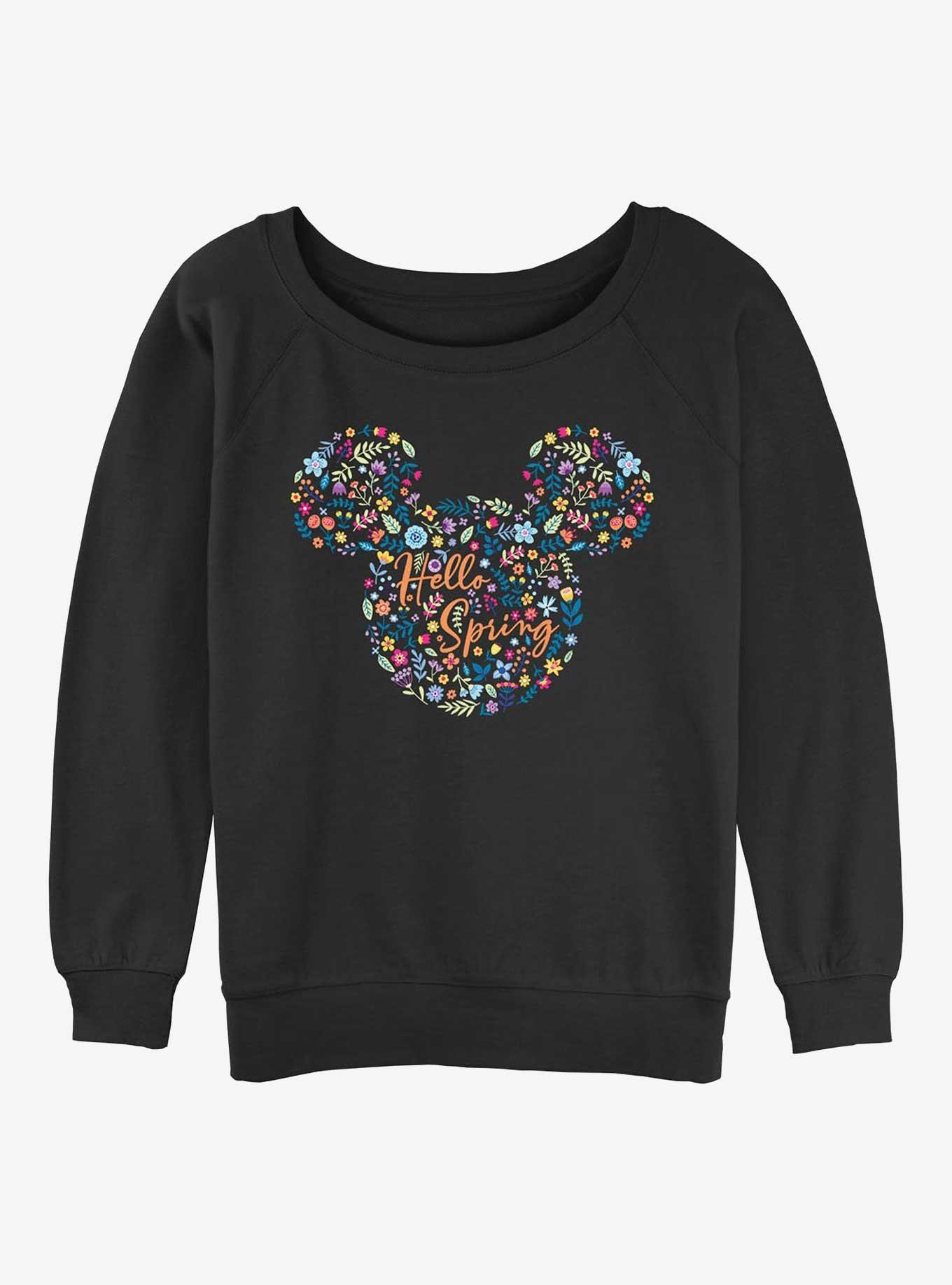 Disney Mickey Mouse Floral Ears Hello Spring Girls Slouchy Sweatshirt, , hi-res