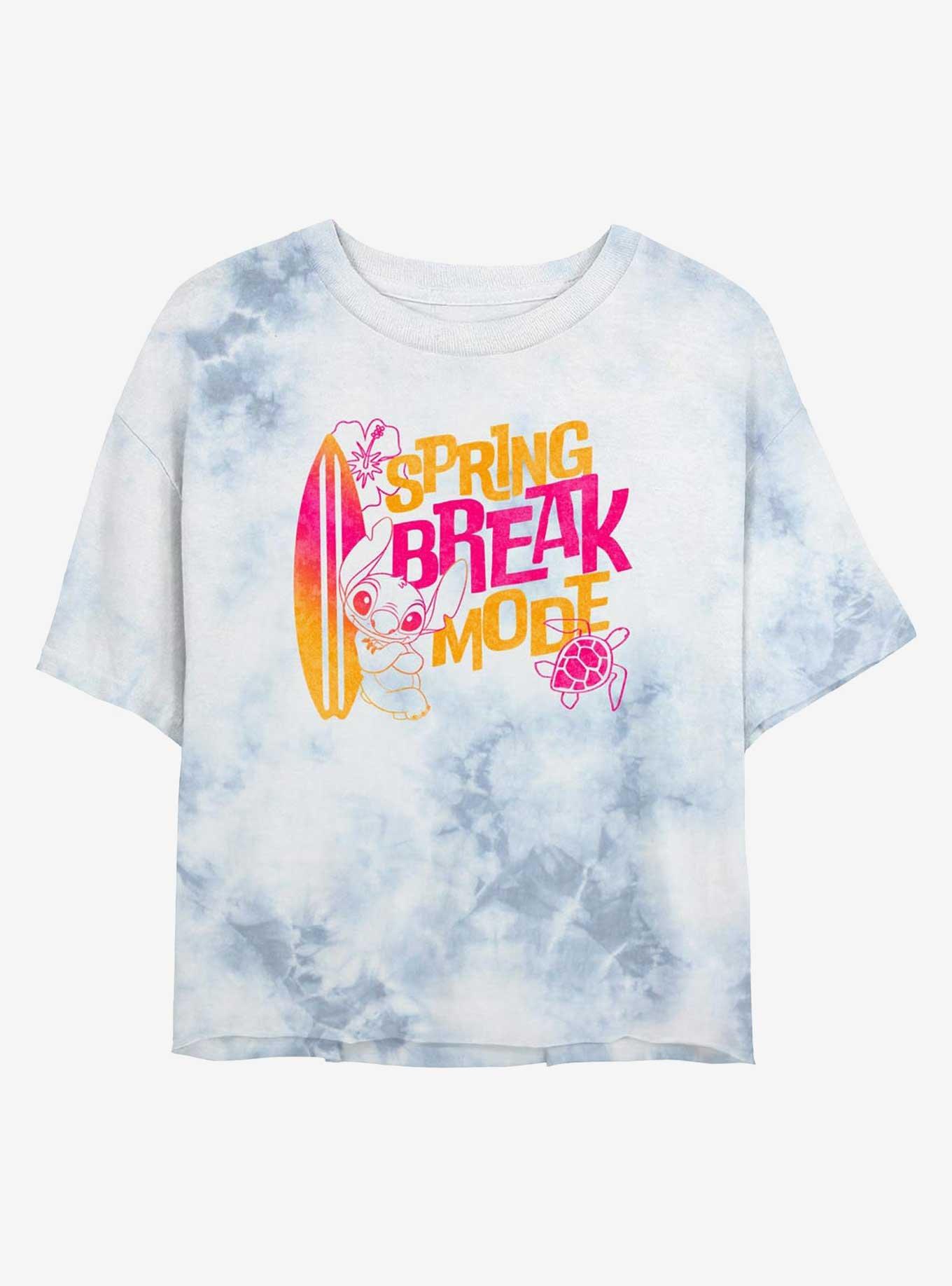 Disney Lilo & Stitch Spring Break Mode Girls Tie-Dye Crop T-Shirt, , hi-res