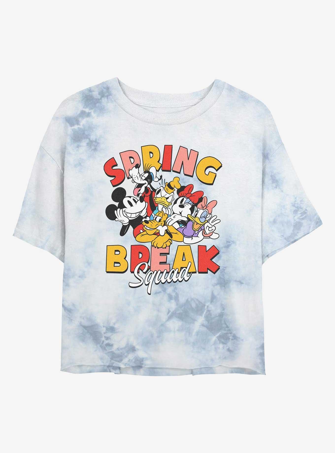 Disney Mickey Mouse Spring Break Squad Girls Tie-Dye Crop T-Shirt, , hi-res