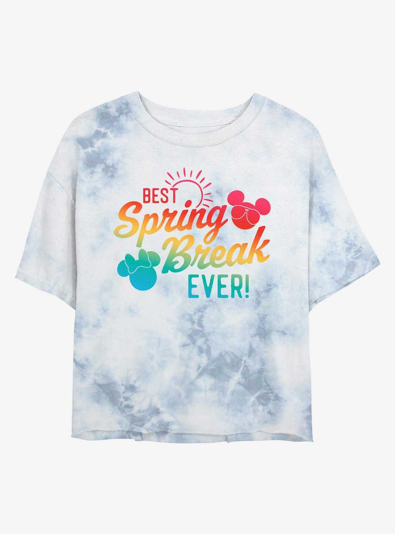 Disney Mickey Mouse Best Spring Break Ever Girls Tie-Dye Crop T-Shirt, , hi-res