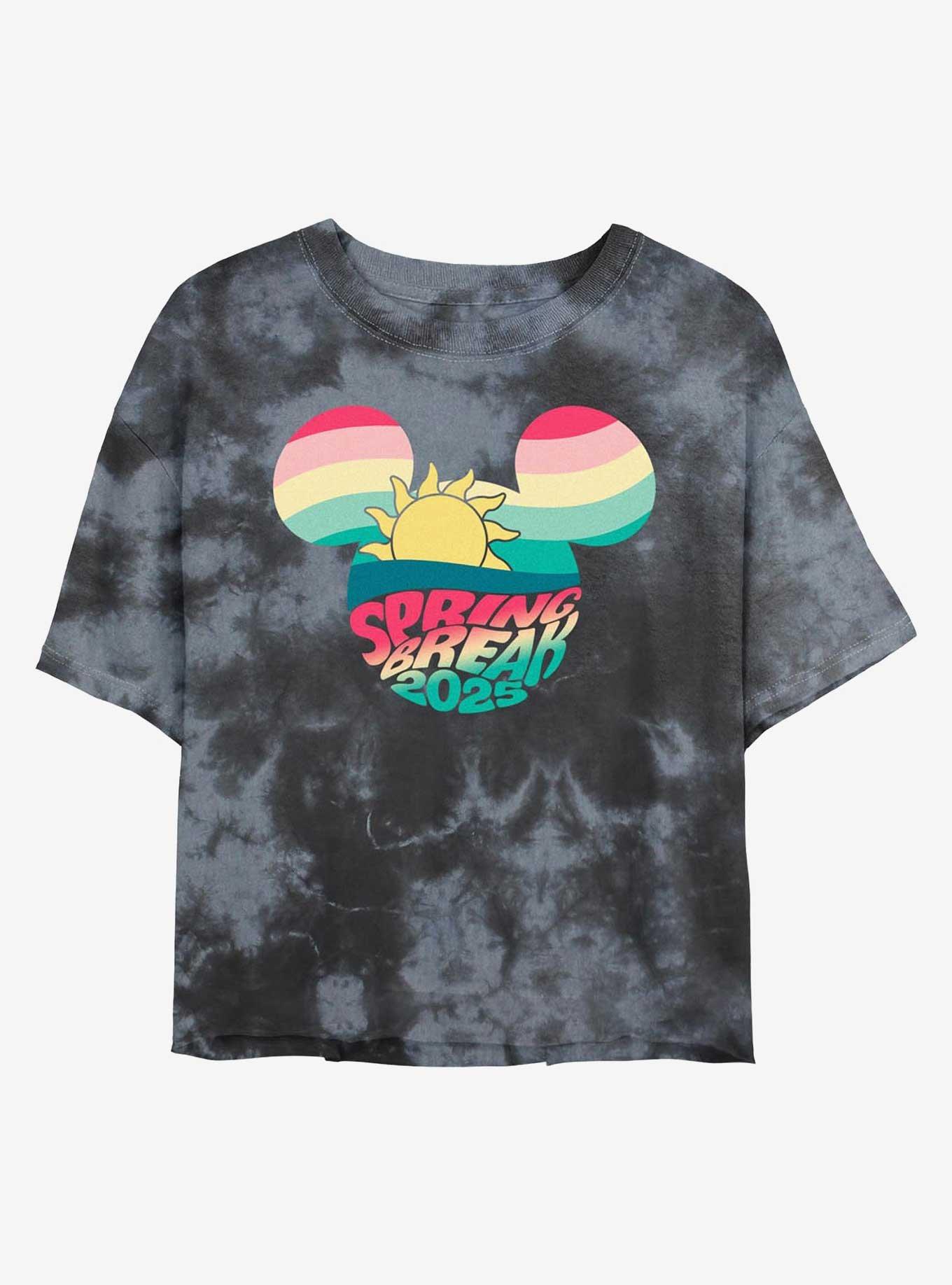 Disney Mickey Mouse Retro Spring Break 2025 Girls Tie-Dye Crop T-Shirt, , hi-res