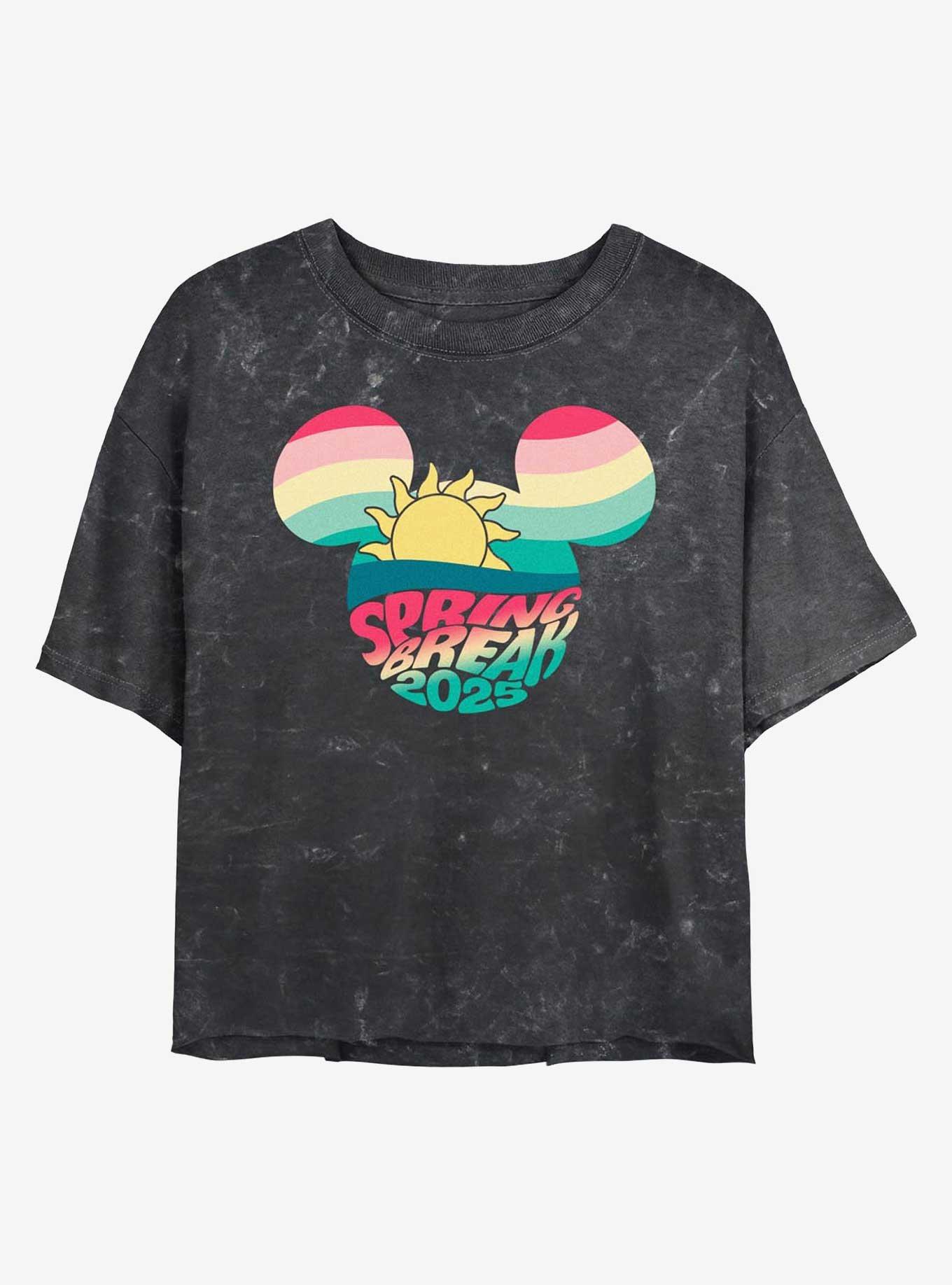 Disney Mickey Mouse Retro Spring Break 2025 Girls Mineral Wash Crop T-Shirt, , hi-res