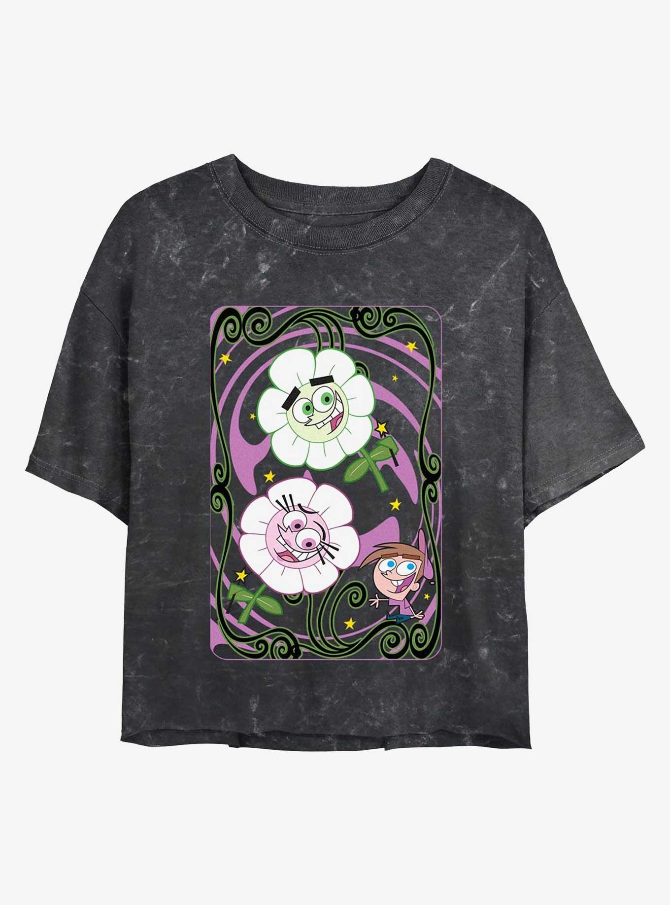 Nickelodeon Fairly Odd Parents Flower Girls Mineral Wash Crop T-Shirt, , hi-res