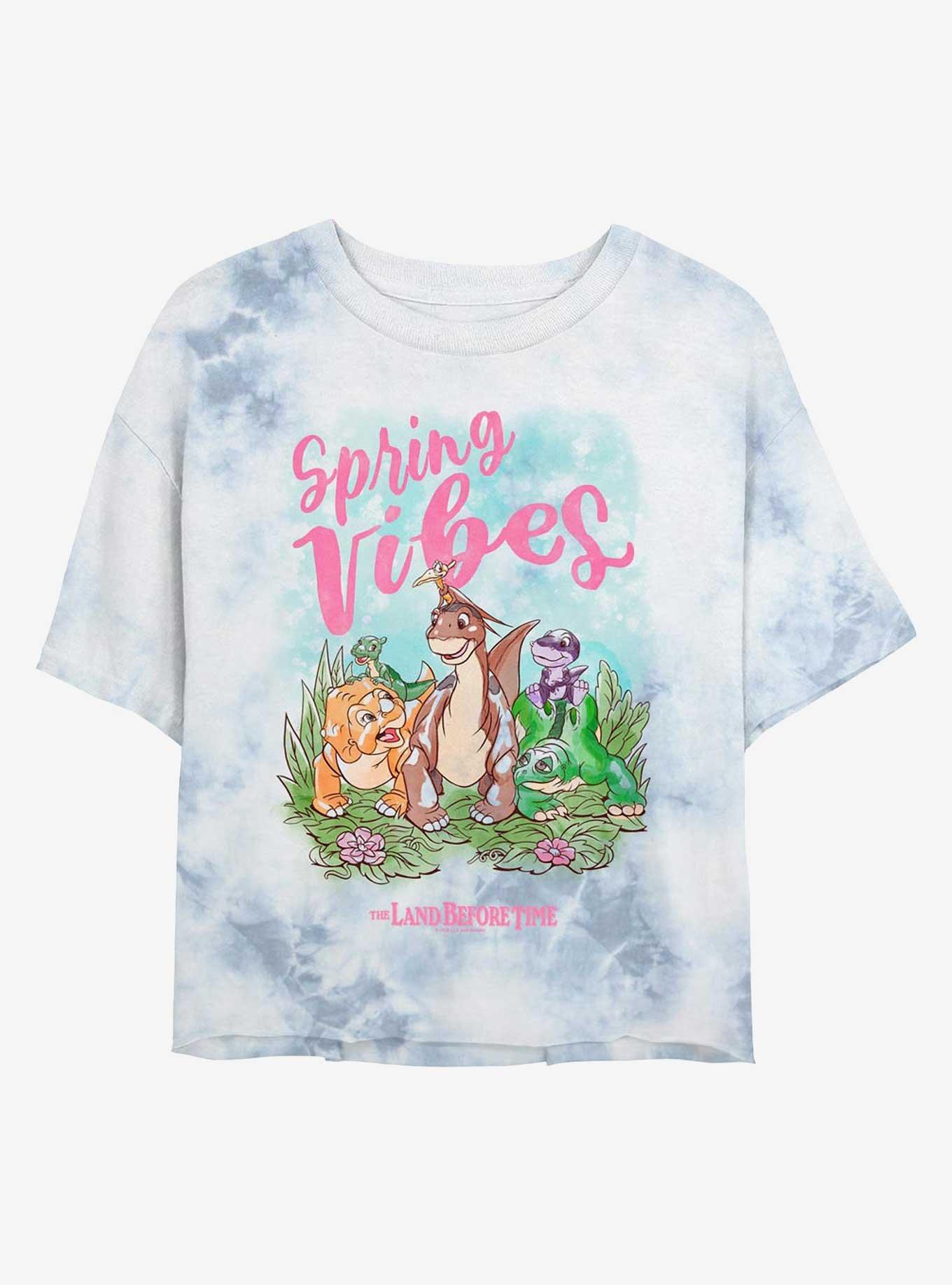 The Land Before Time Spring Dinos Girls Tie-Dye Crop T-Shirt, , hi-res