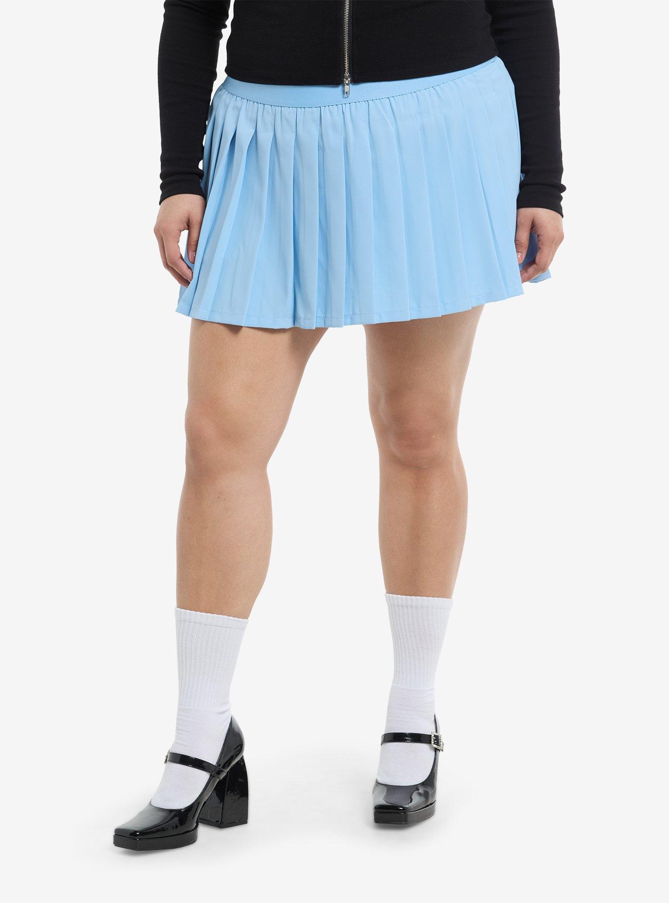 Sweet Society Baby Blue Pleated Skort Plus Size, , hi-res