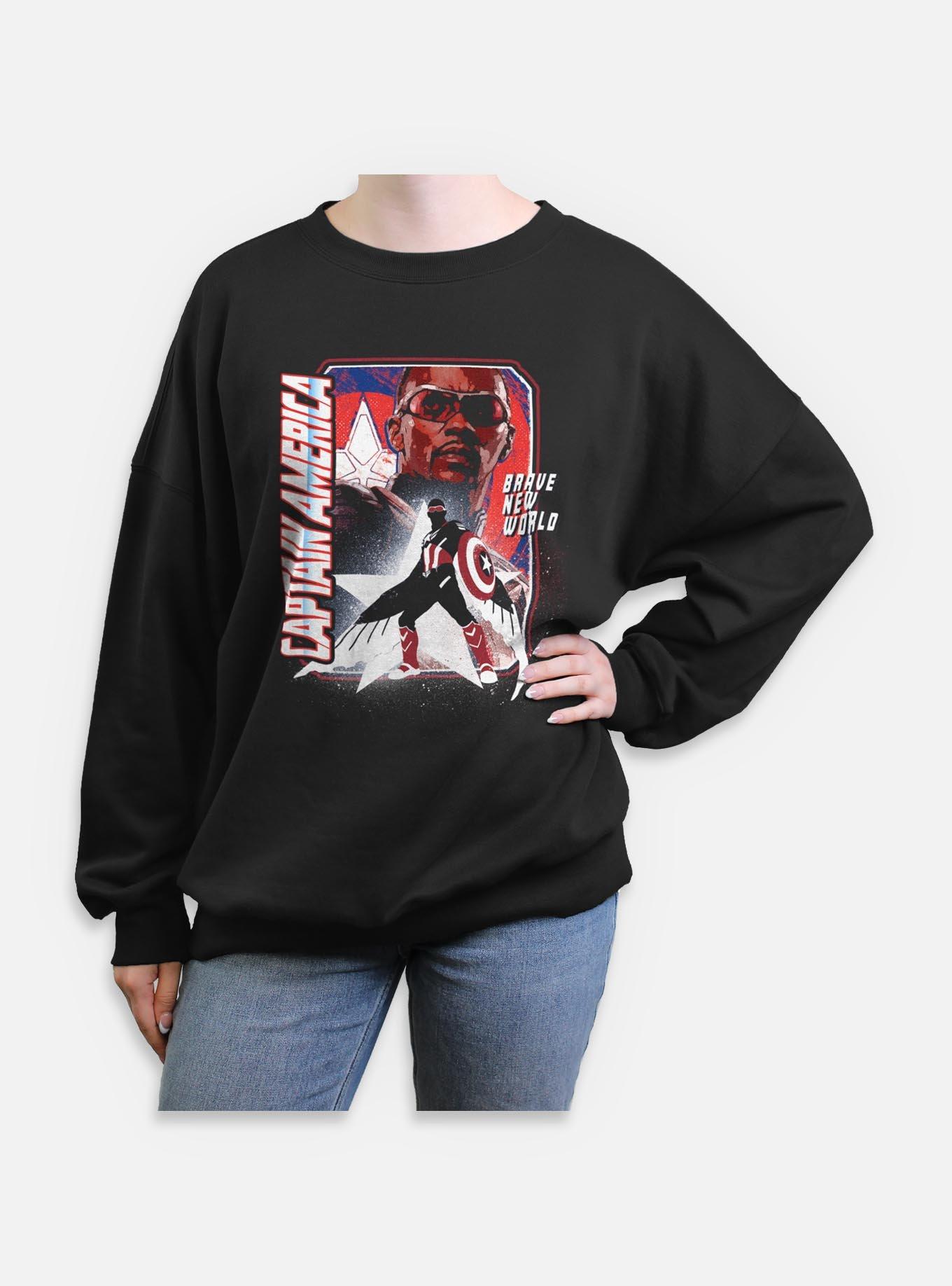 Captain America: Brave New World Shield Falcon Womens Oversized Sweatshirt,All Products : American Fashion Style Bags On Sale