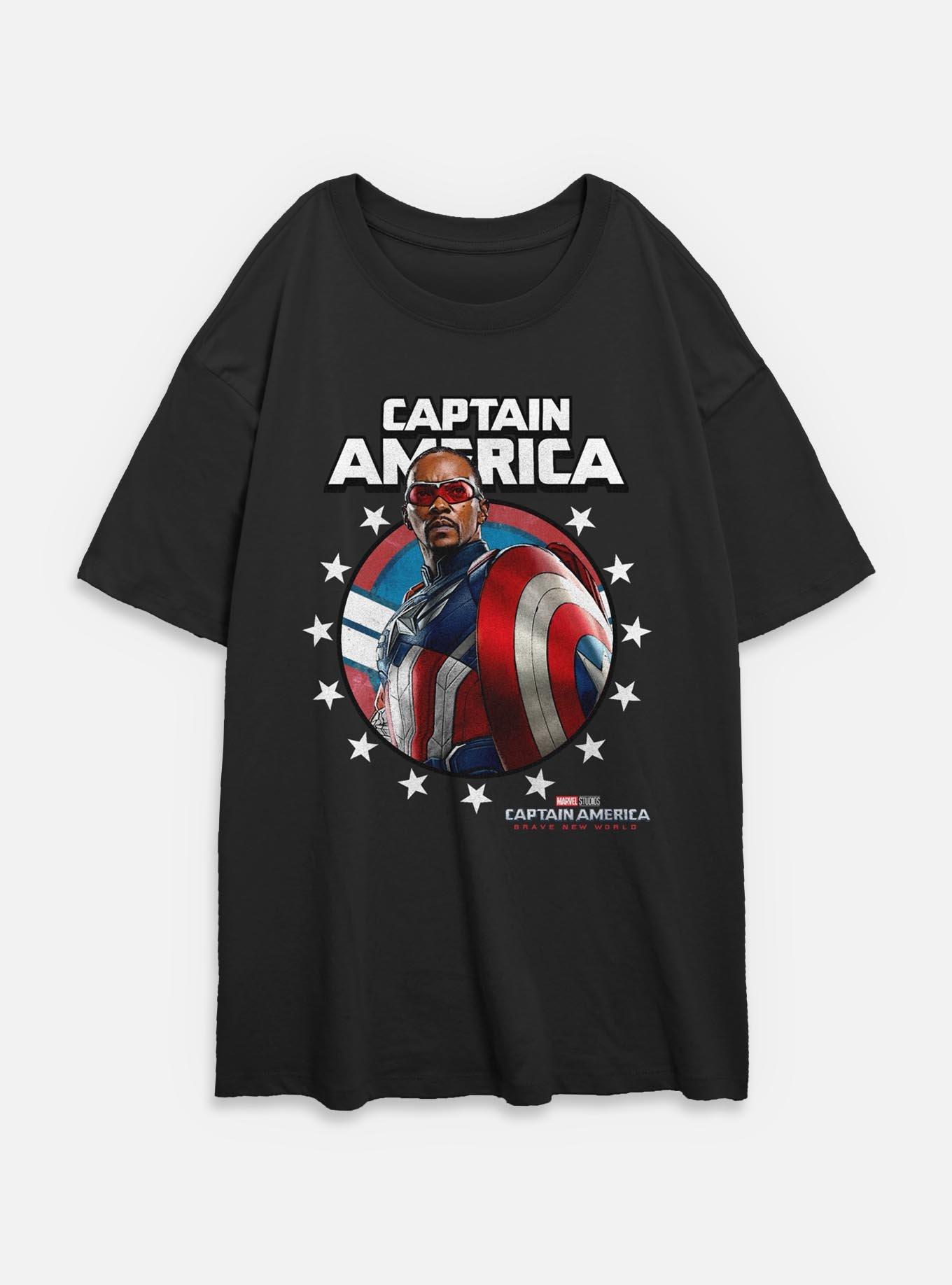 Captain America: Brave New World Captain Portrait Womens Oversized T-Shirt,All Products : American Fashion Style Bags On Sale