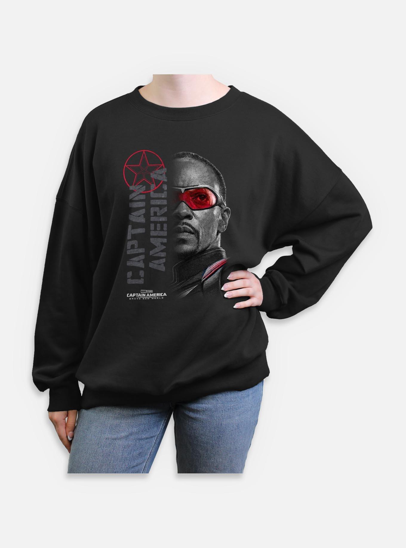 Captain America: Brave New World Red Lens Flare Garment Dye Womens Oversized Sweatshirt,All Products : American Fashion Style Bags On Sale