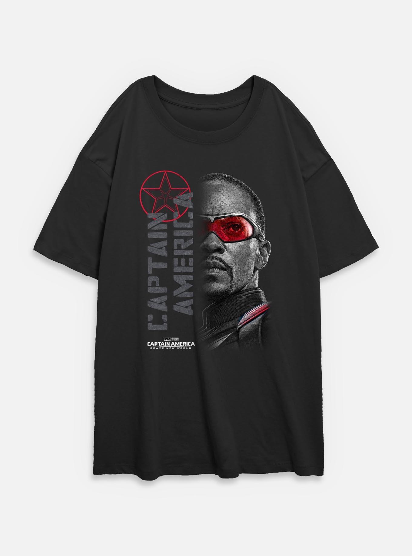 Captain America: Brave New World Red Lens Flare Garment Dye Womens Oversized T-Shirt,All Products : American Fashion Style Bags On Sale
