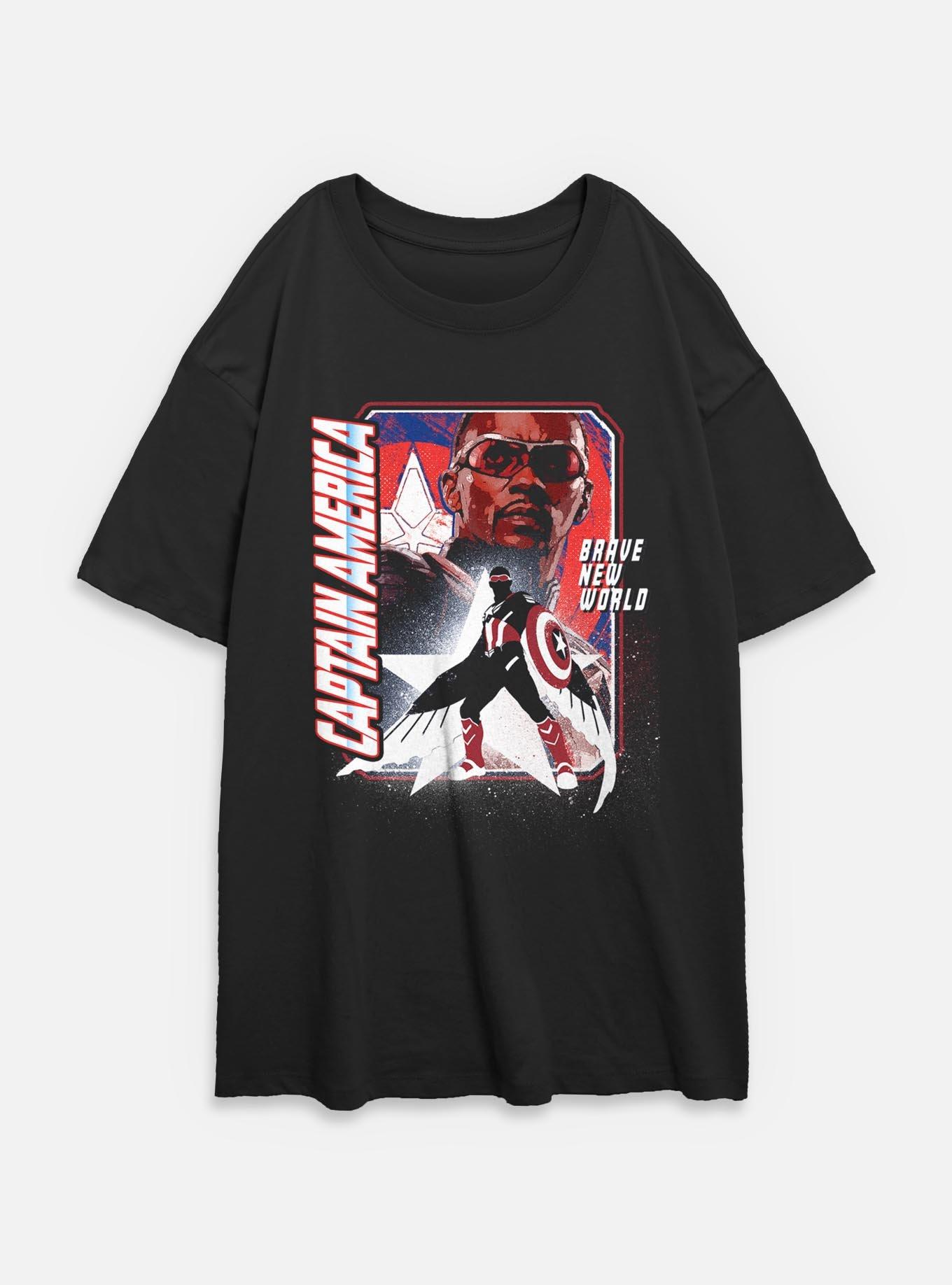 Captain America: Brave New World Shield Falcon Womens Oversized T-Shirt,All Products : American Fashion Style Bags On Sale