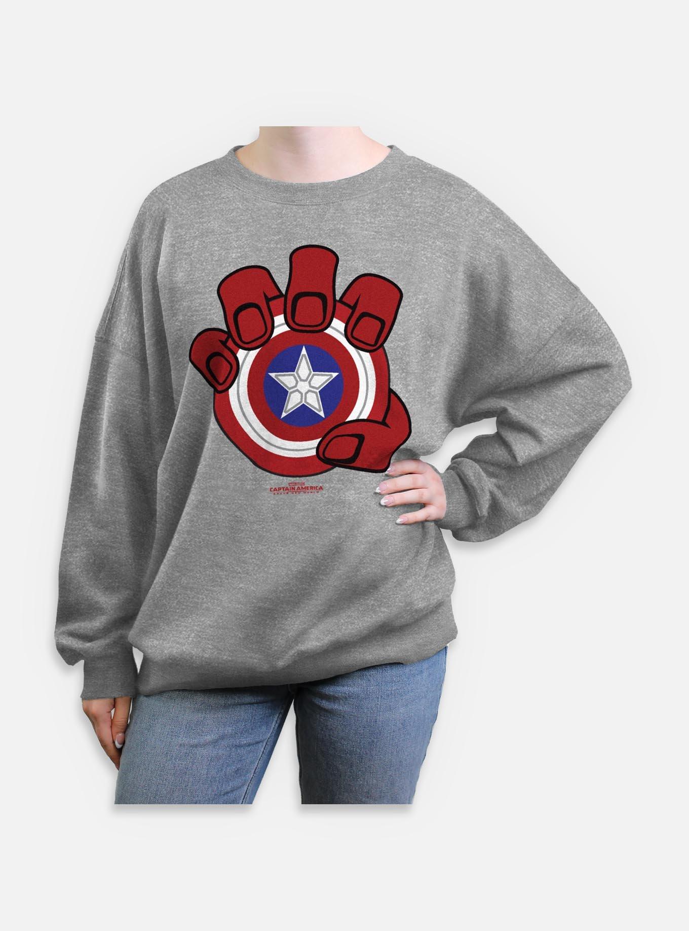 Captain America: Brave New World Red Hulk Hand And Shield Womens Oversized Sweatshirt,All Products : American Fashion Style Bags On Sale