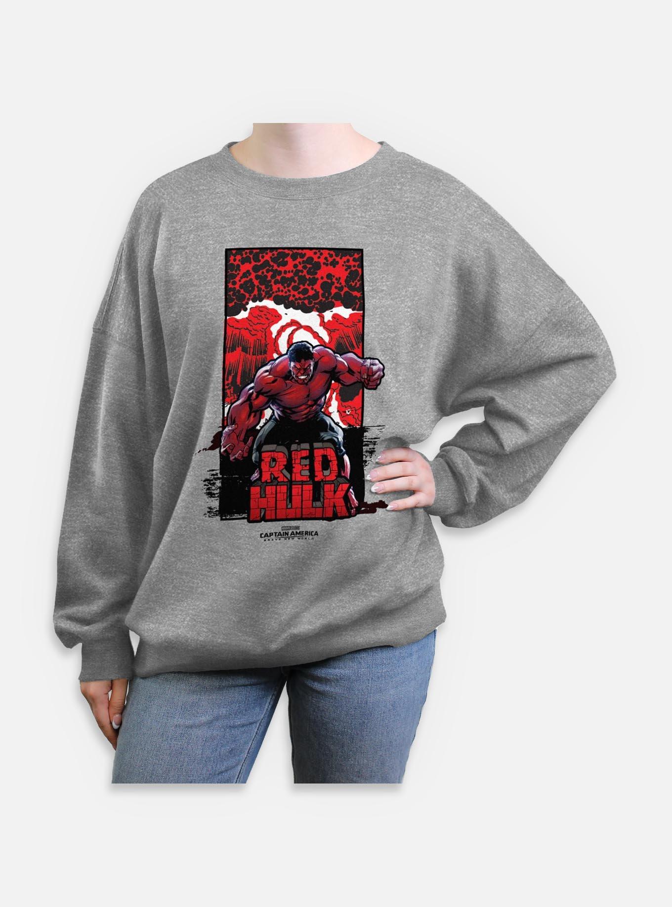 Captain America: Brave New World Red Hulk Bomb Womens Oversized Sweatshirt, HEATHER GR, hi-res