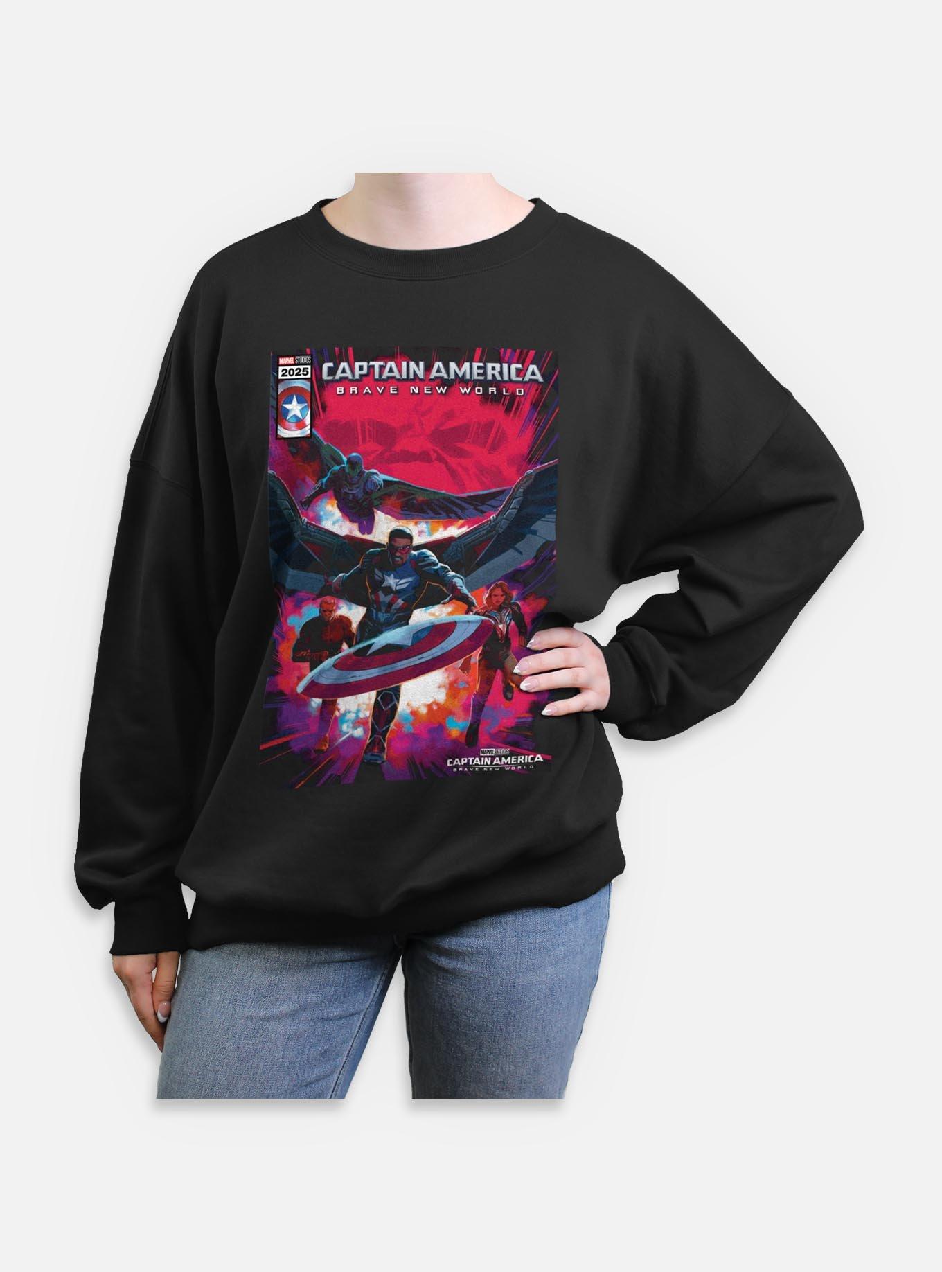 Captain America: Brave New World Captain America And Falcon Comic Cover Womens Oversized Sweatshirt,Specials : American Fashion Style Bags On Sale