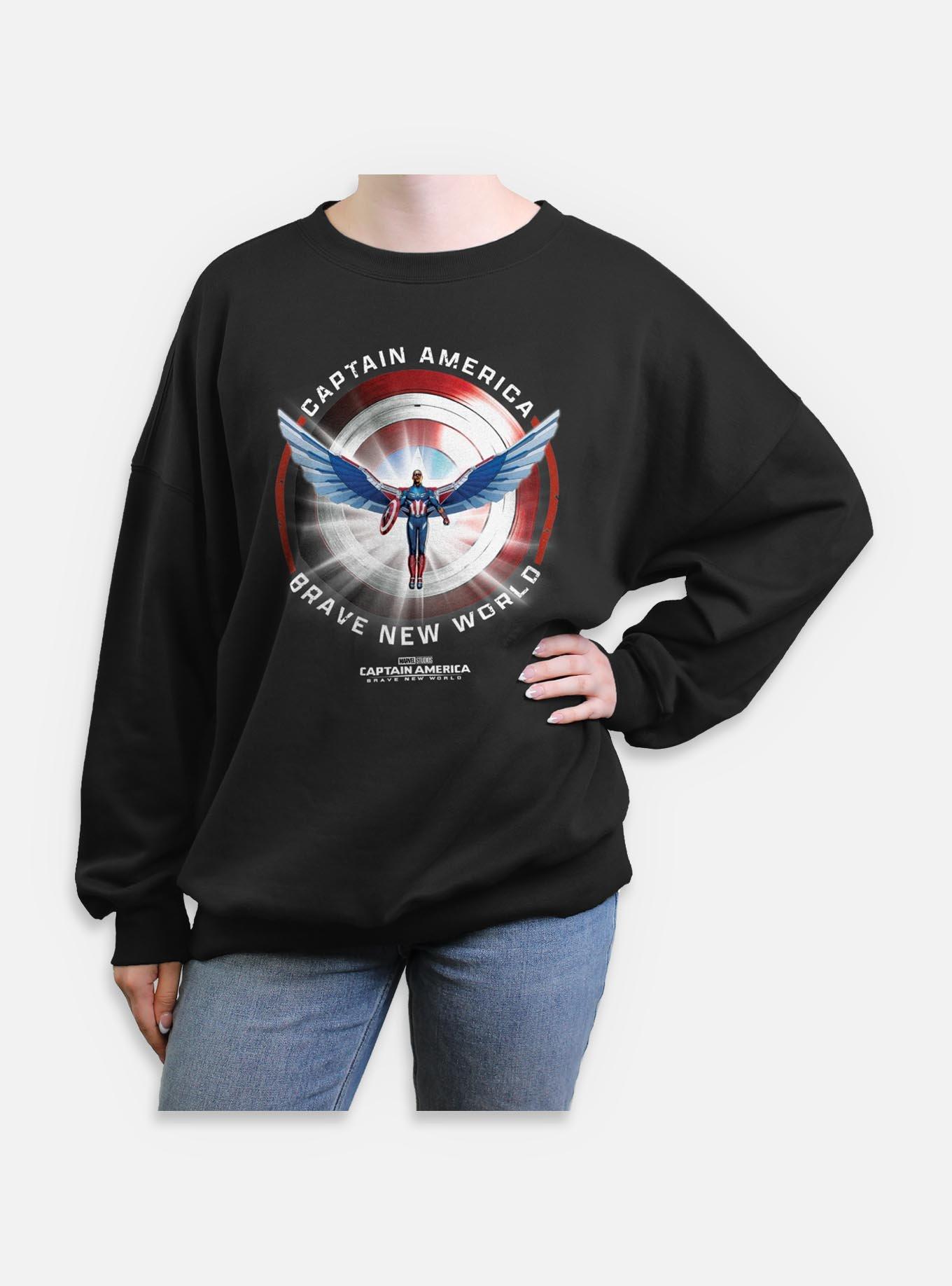 Captain America: Brave New World Captain America Shield Womens Oversized Sweatshirt,All Products : American Fashion Style Bags On Sale