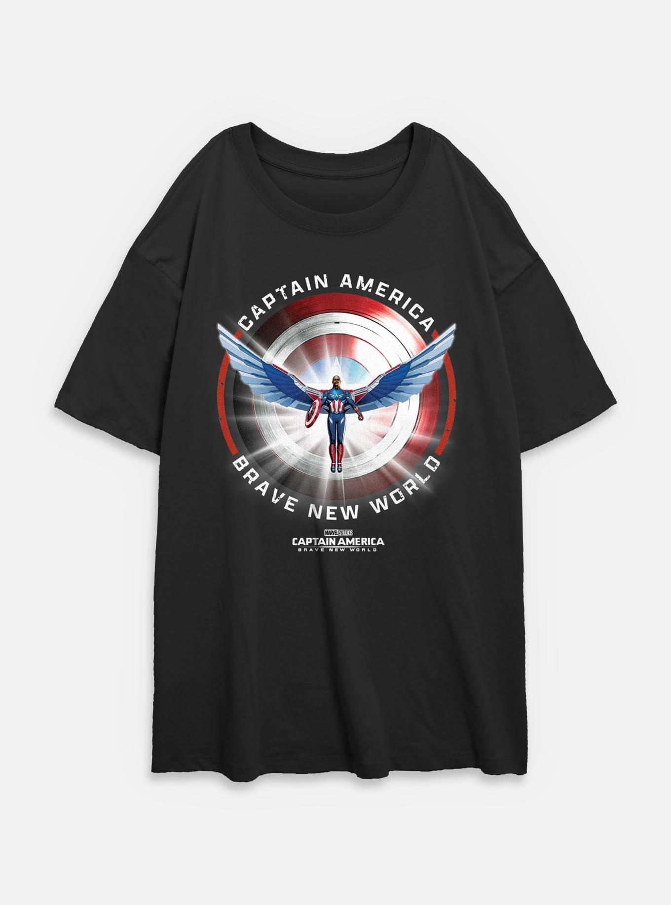 Captain America: Brave New World Captain America Shield Womens Oversized T-Shirt,All Products : American Fashion Style Bags On Sale