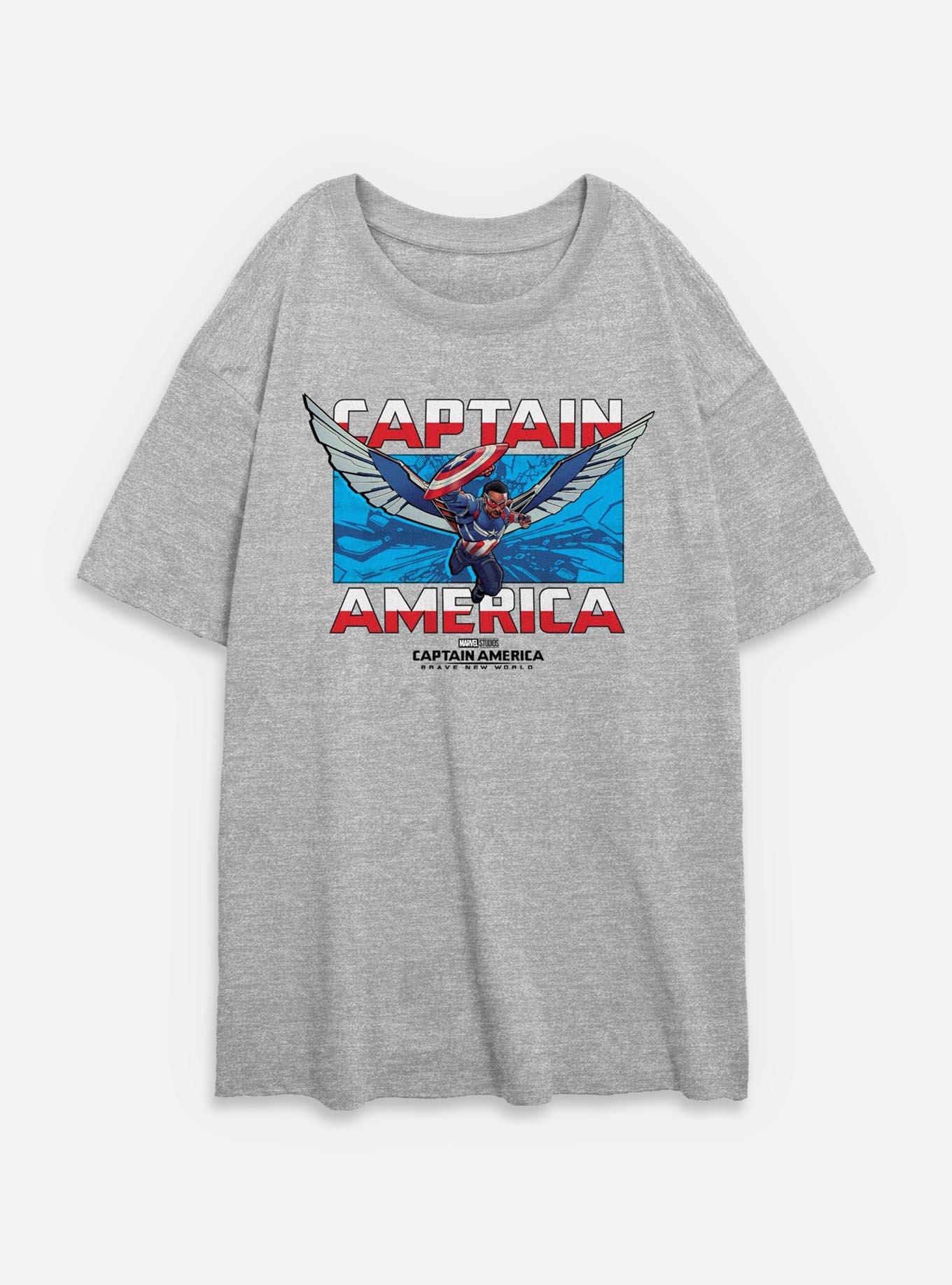 Captain America: Brave New World Breakthrough Captain America Womens Oversized T-Shirt,All Products : American Fashion Style Bags On Sale