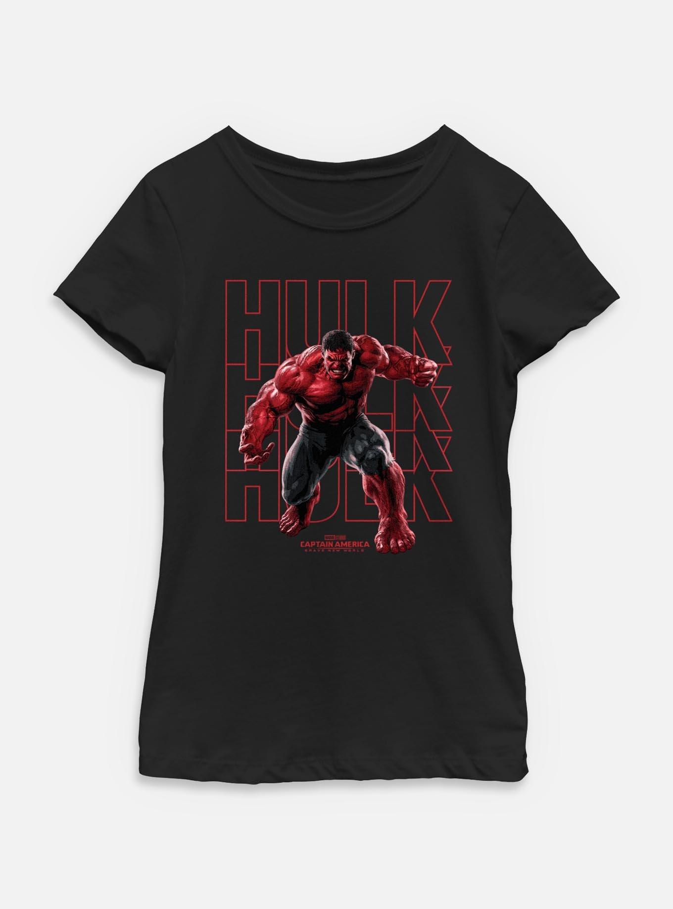 Captain America: Brave New World Red Hulk Text Stack Youth Girls T-Shirt, , hi-res