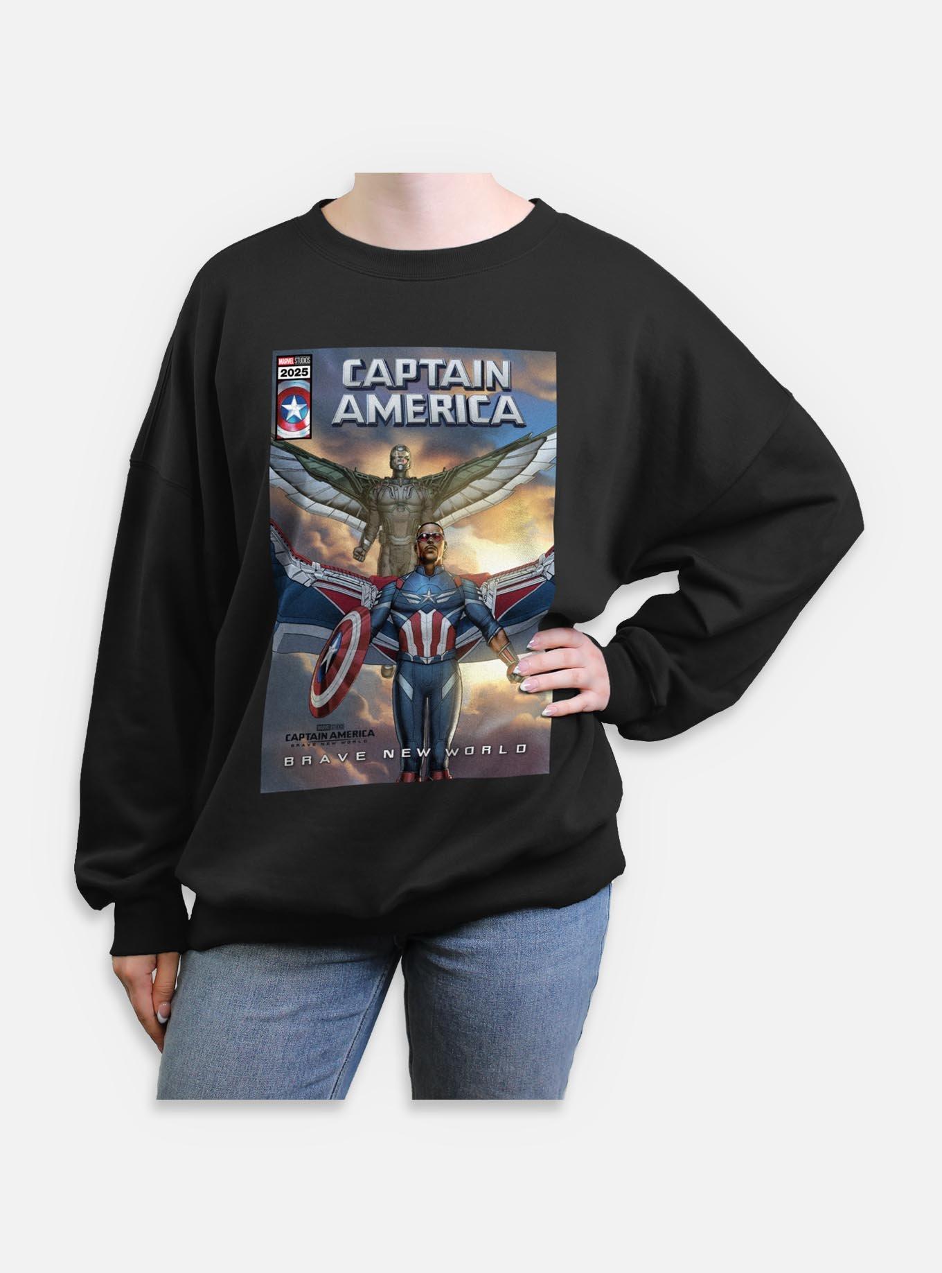 Captain America: Brave New World New Falcon Team Up Comic Cover Womens Oversized Sweatshirt, , hi-res