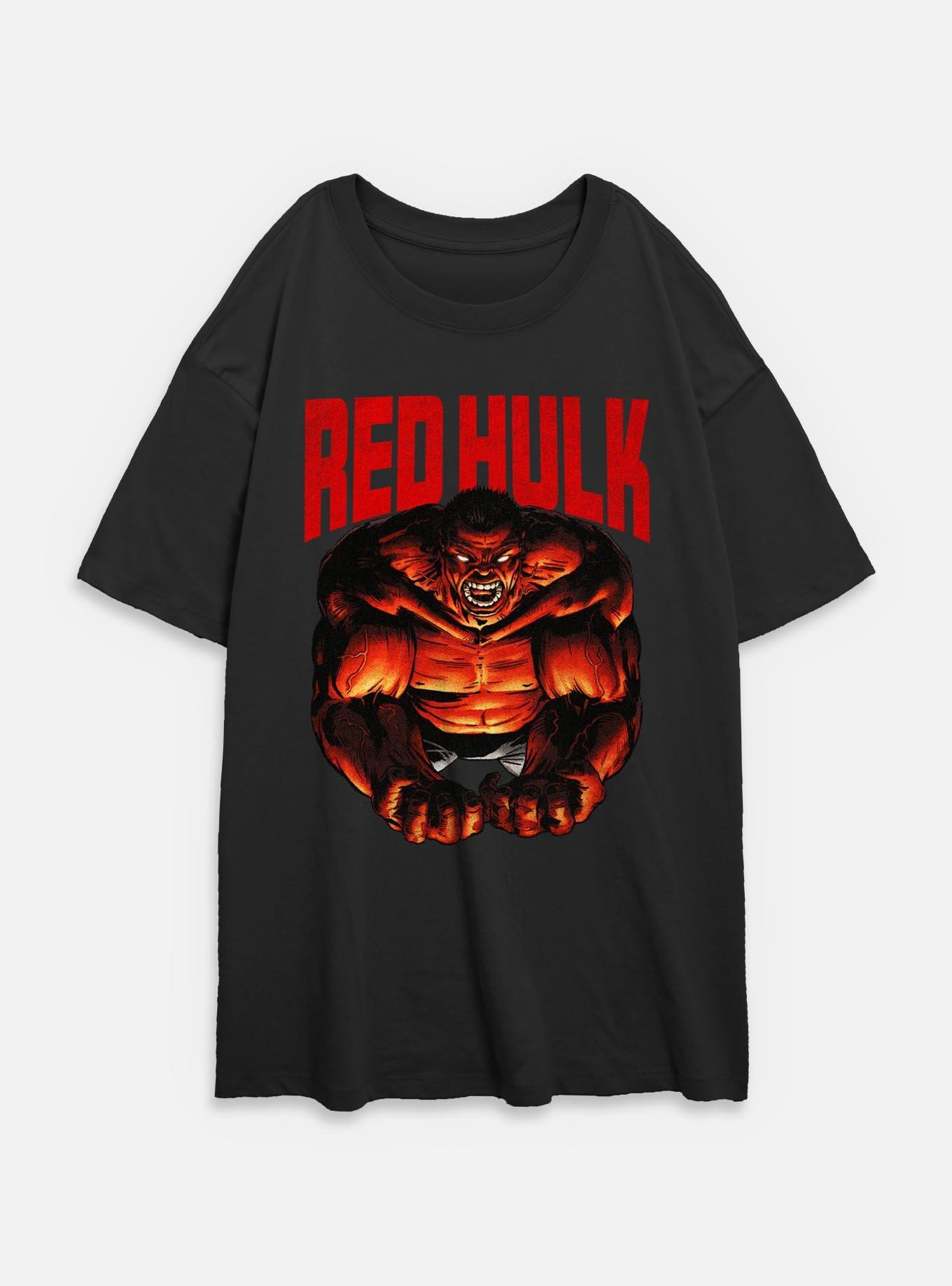 Marvel Red Hulk Womens Oversized T-Shirt, BLACK, hi-res