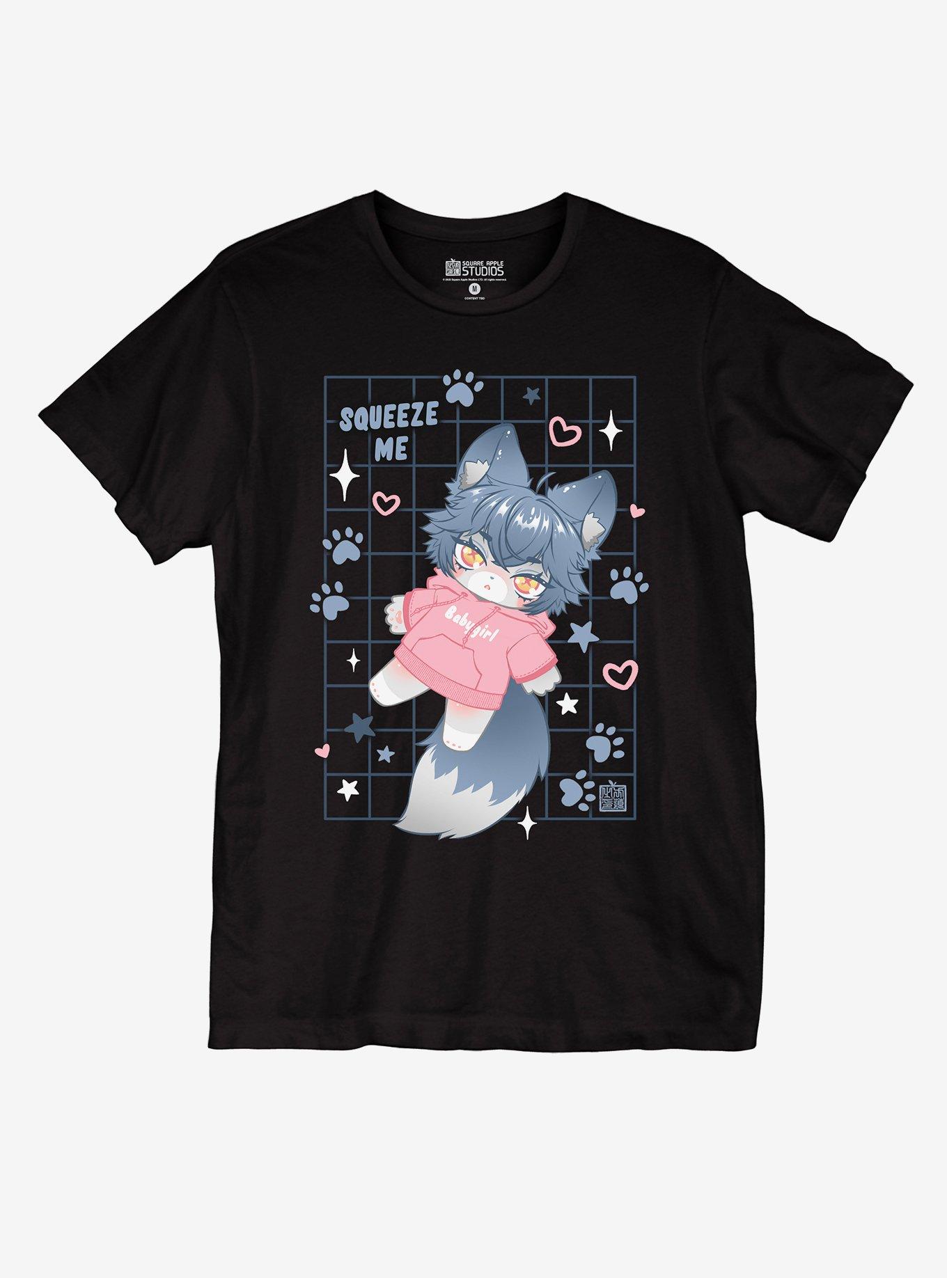 Squeeze Me Wolf Plush Girls T-Shirt By Square Apple Studios, , hi-res