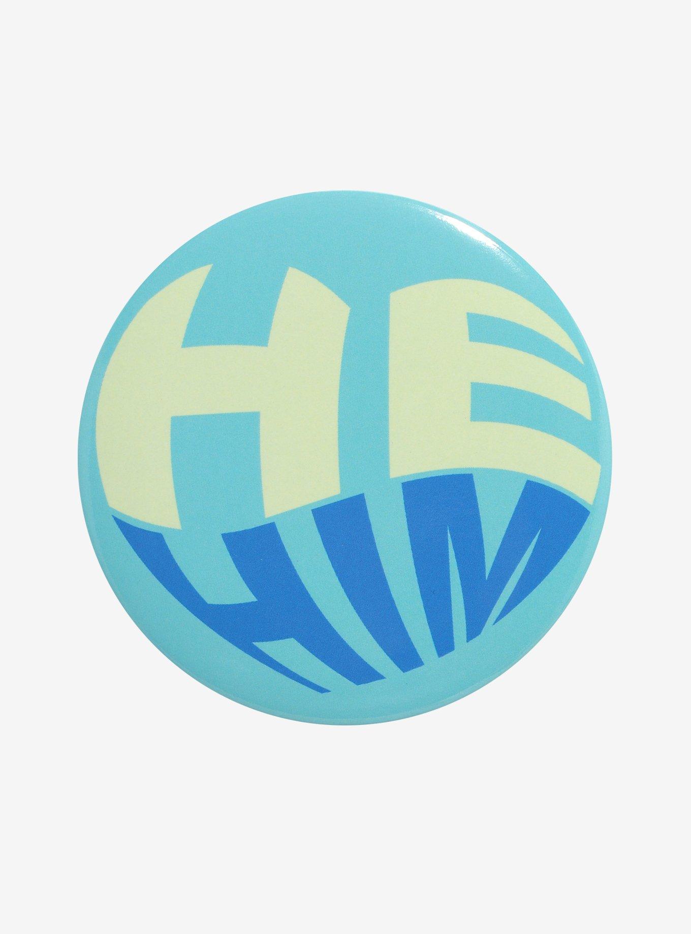 He/Him Pronouns 3 Inch Button, , hi-res