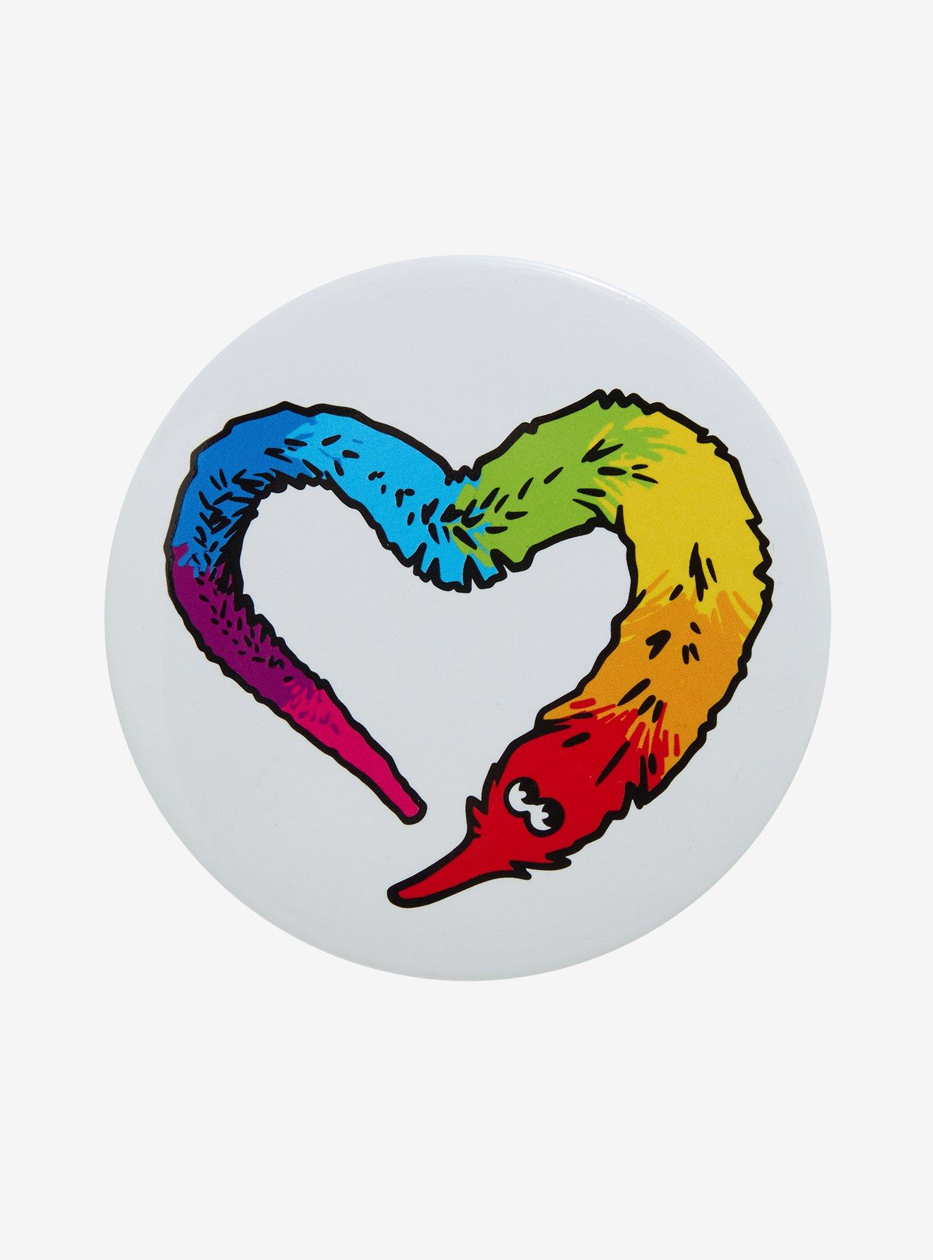 Rainbow Squiggle Worm 3 Inch Button, , hi-res