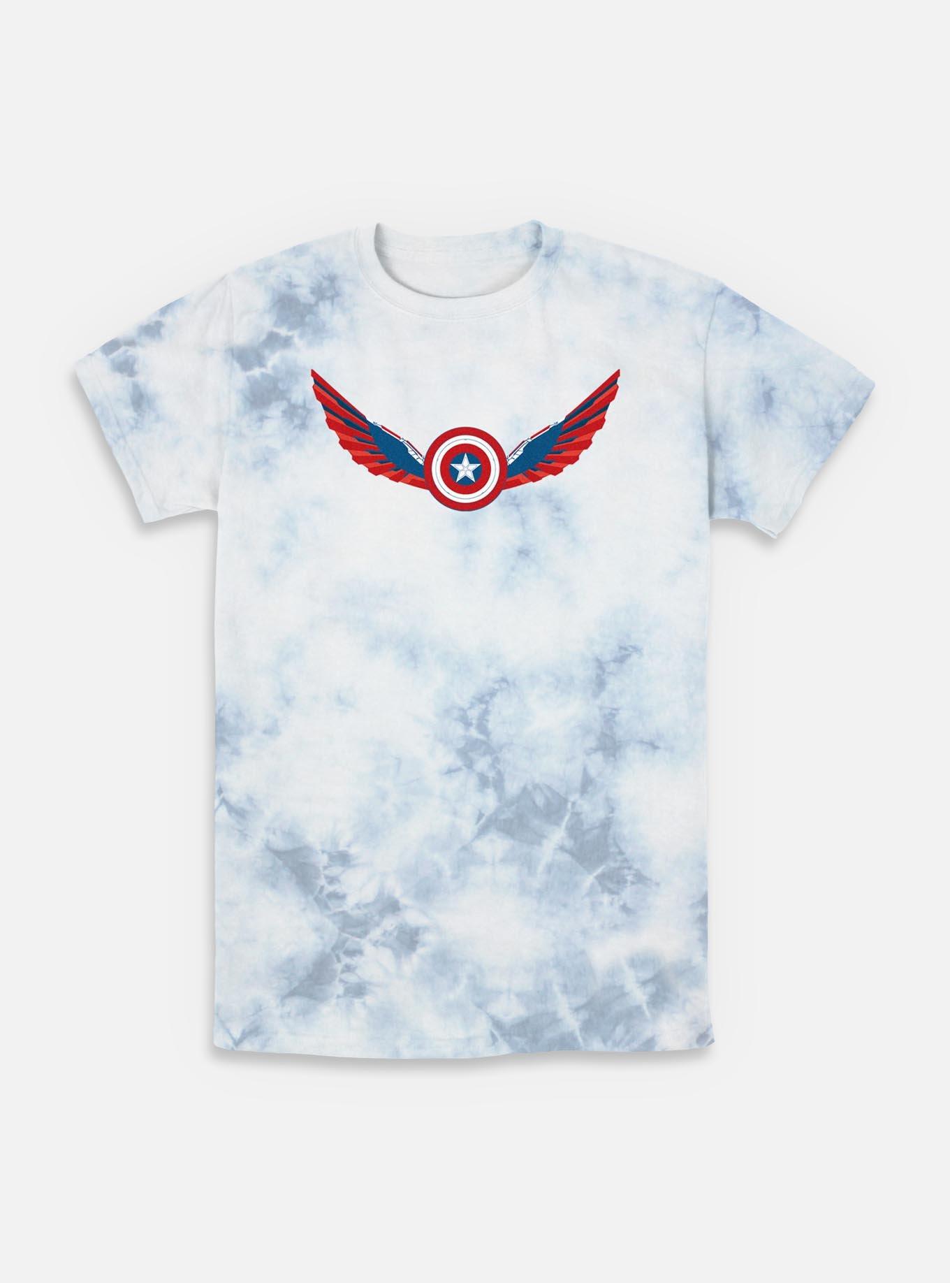Captain America: Brave New World Wings Shield Falcon Tie-Dye T-Shirt, WHITEBLUE, hi-res