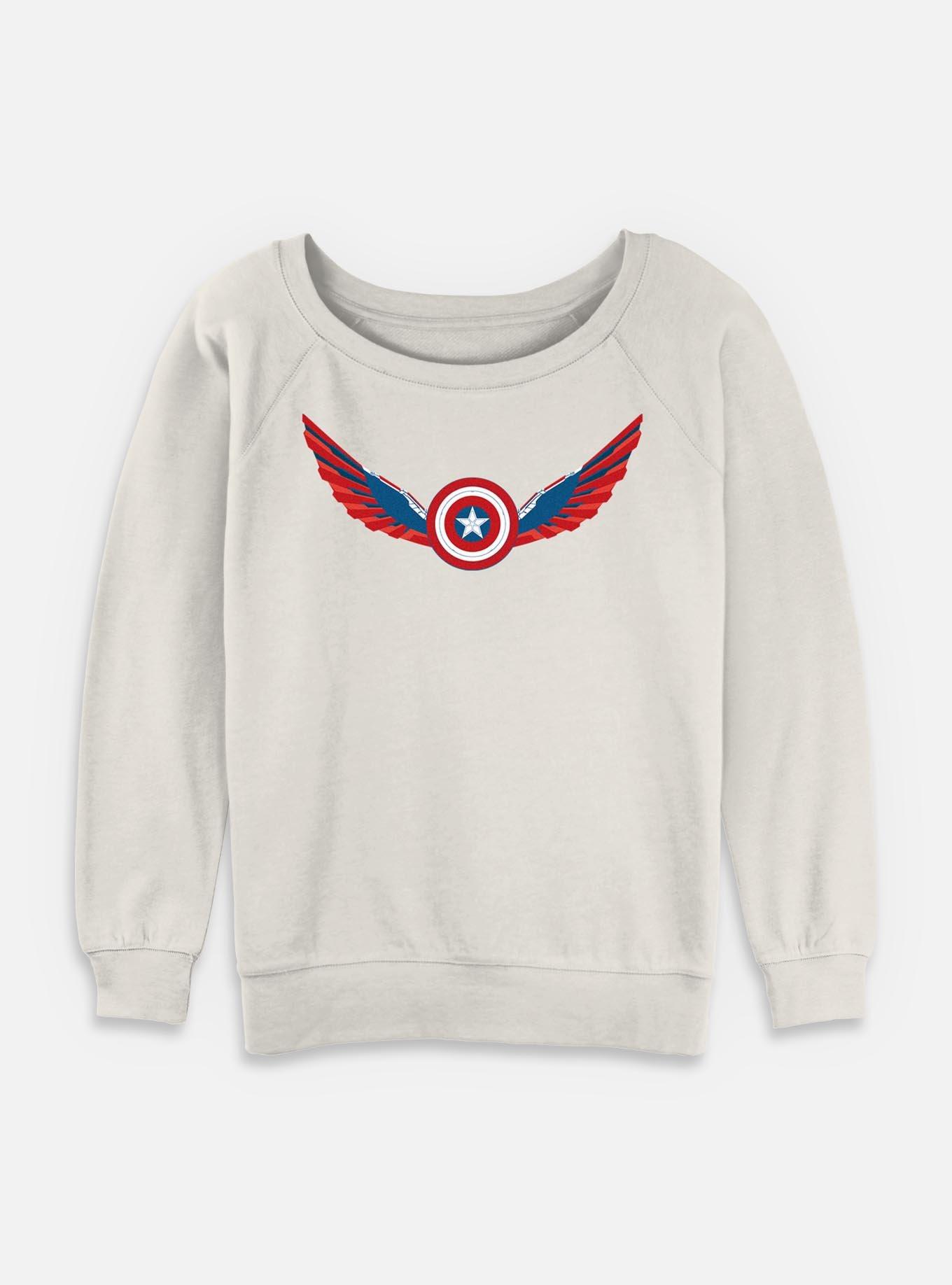 Captain America: Brave New World Wings Shield Falcon Womens Slouchy Sweatshirt, EGRET, hi-res