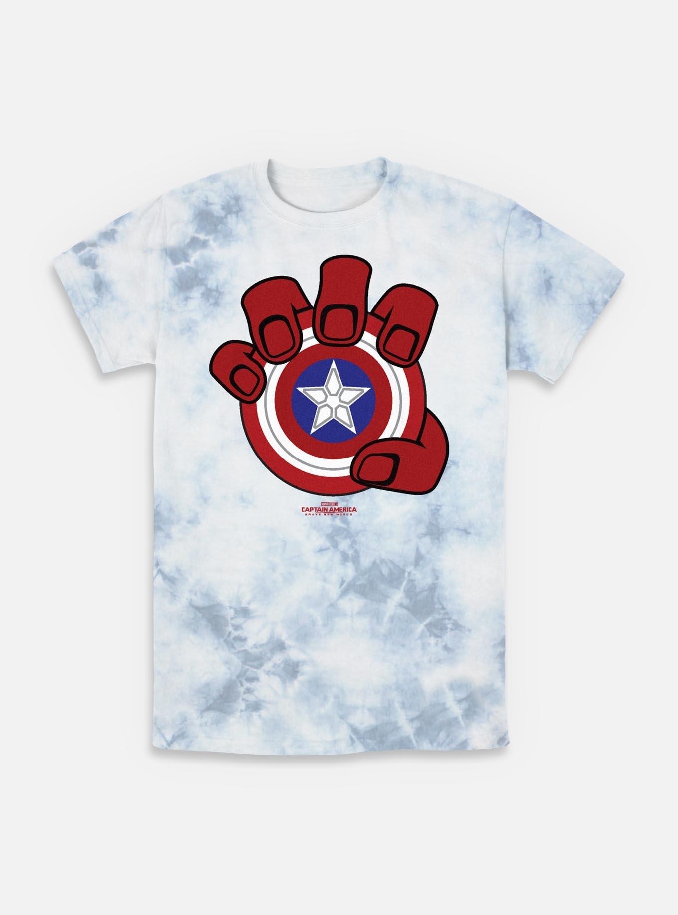 Captain America: Brave New World Red Hulk Hand And Shield Tie-Dye T-Shirt, WHITEBLUE, hi-res