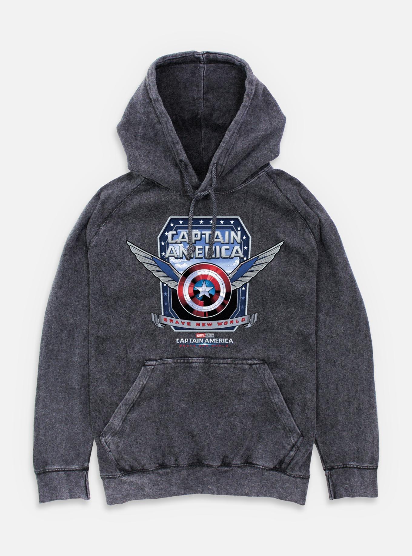 Captain America: Brave New World Captain America Shield Wings Mineral Wash Hoodie, , hi-res