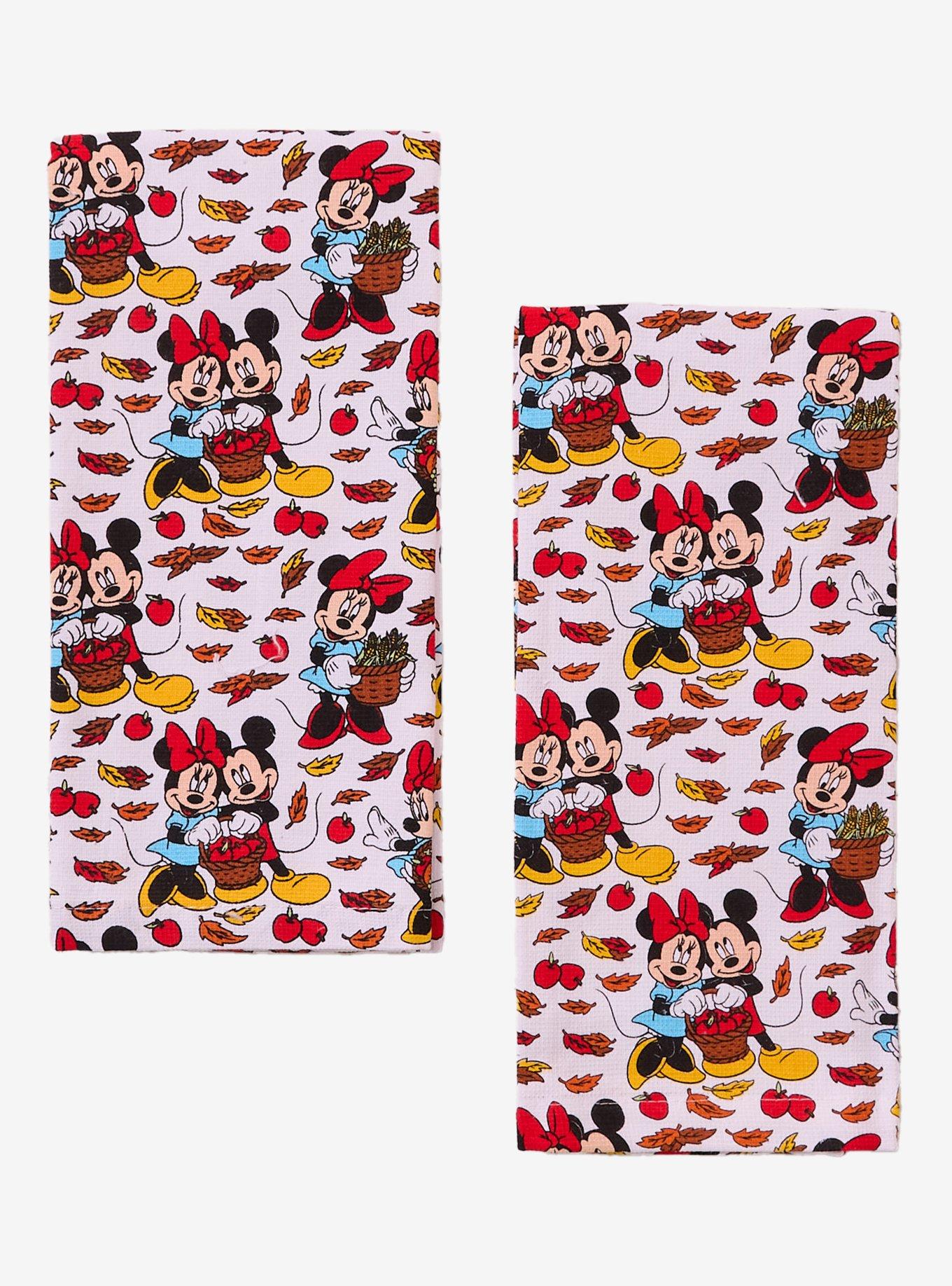 Disney Mickey & Minnie Autumn Leaves Allover Print Kitchen Towel Set, , hi-res