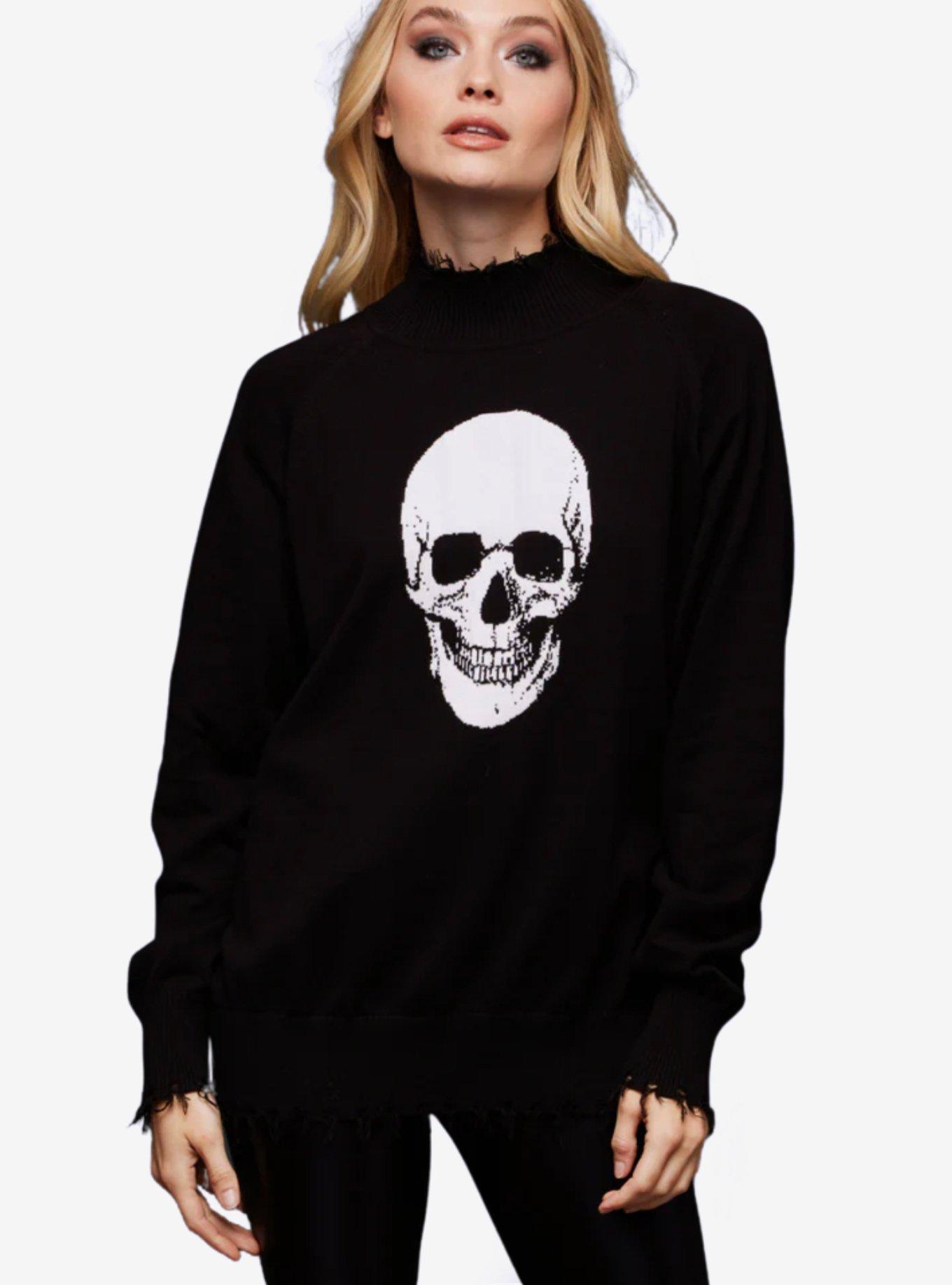 Ripped Skull Grunge Skeleton Sweater, , hi-res