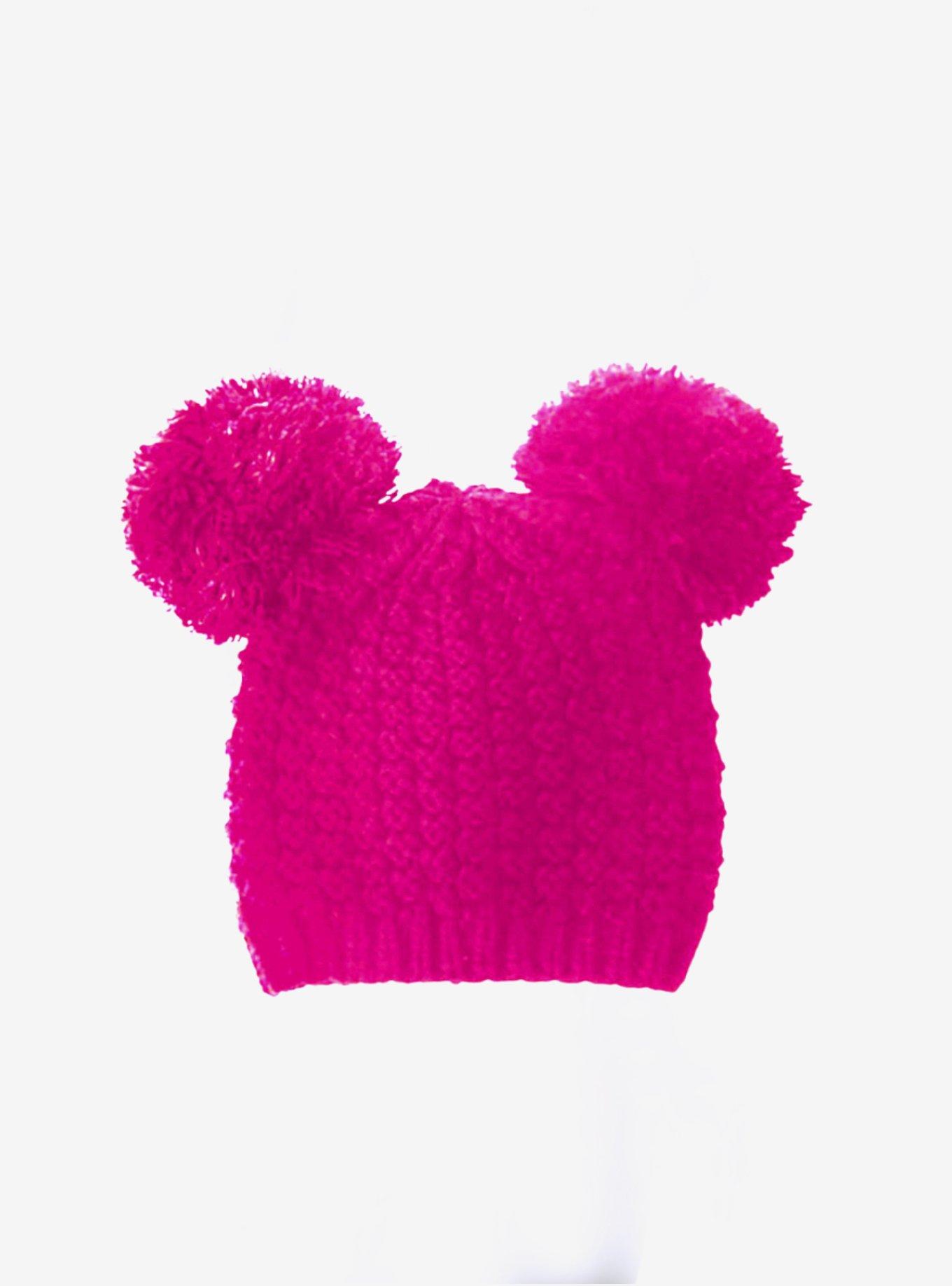 Pink Double Pom Pom Knit Beanie Hat, , hi-res