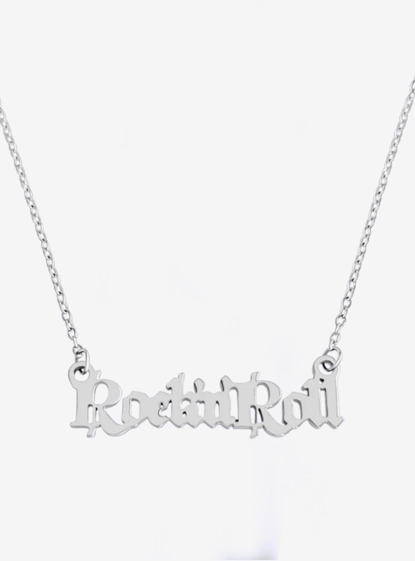 Rock 'n' Roll Script Stainless Steel Necklace, , hi-res