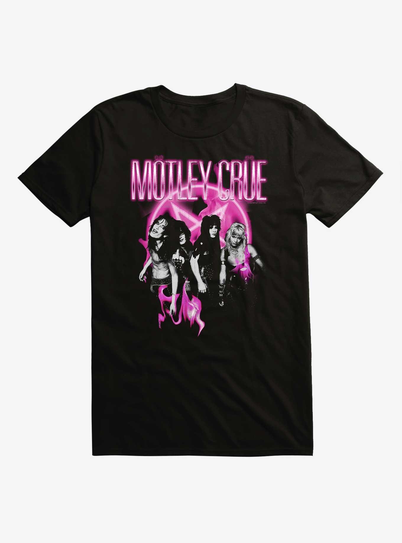 Motley Crue Pink Pentagram Flames T-Shirt, , hi-res