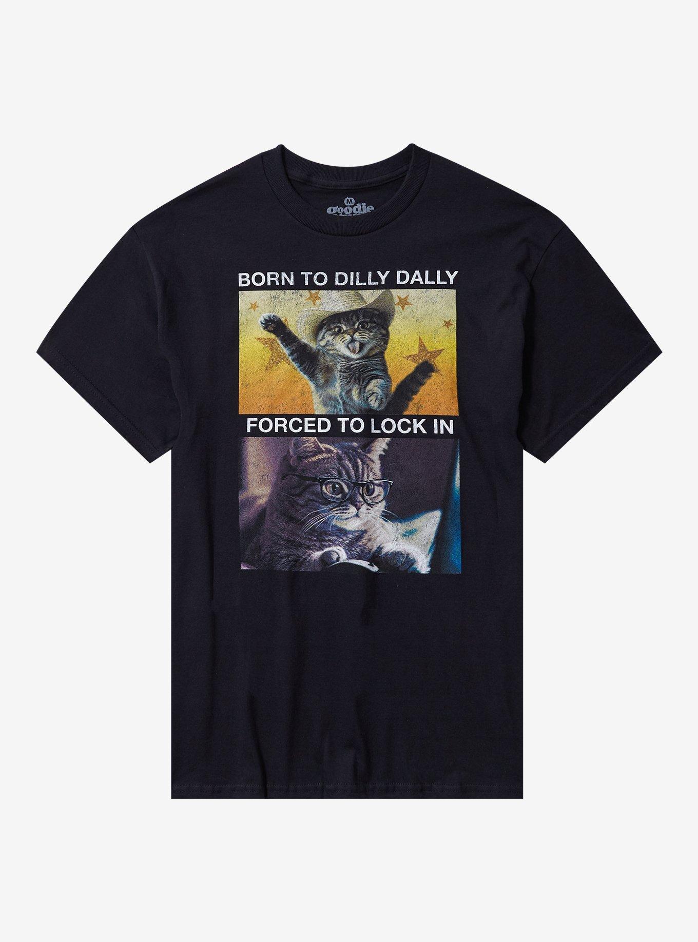 Dilly Dally & Lock In Cat T-Shirt By Goodie Two Sleeves, , hi-res