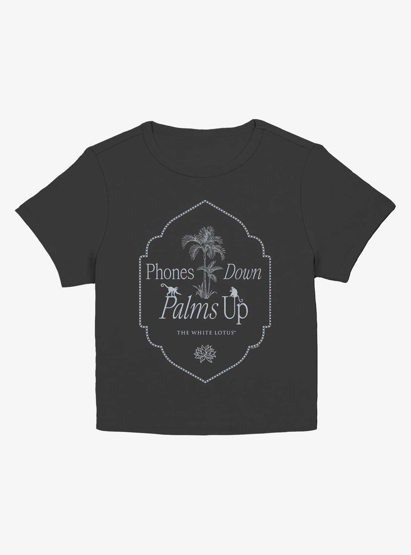 The White Lotus Phones Down Palms Up Girls Baby T-Shirt, BLACK, hi-res
