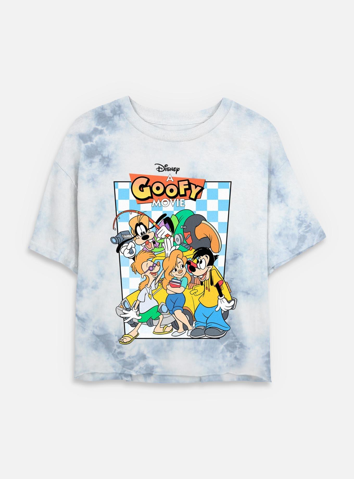 Disney Goofy Group Checkered Pattern Tie Dye Crop Womens T-Shirt, , hi-res