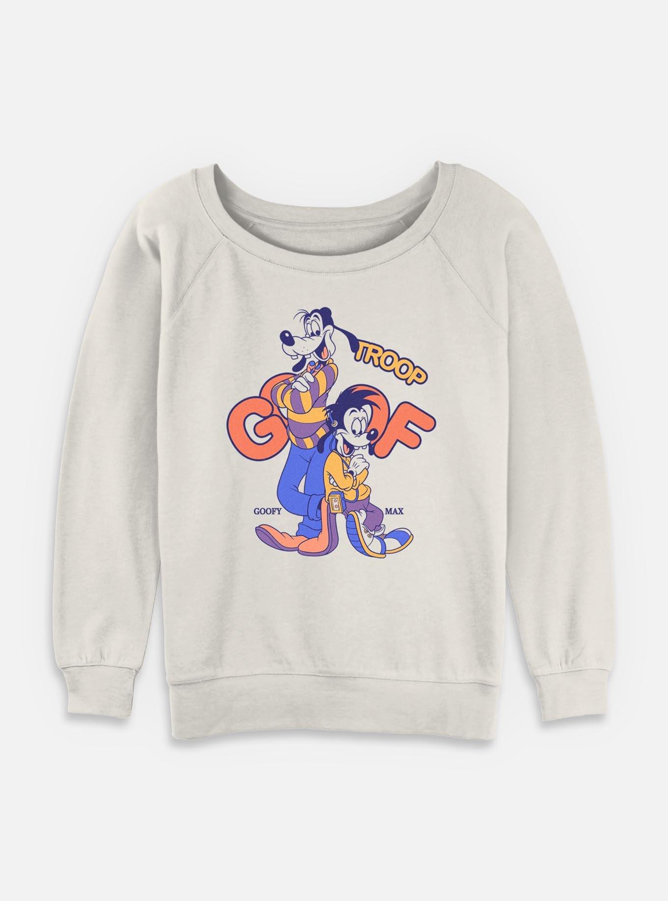Disney Goofy Goof Troop Duo Womens Slouchy Sweatshirt, EGRET, hi-res