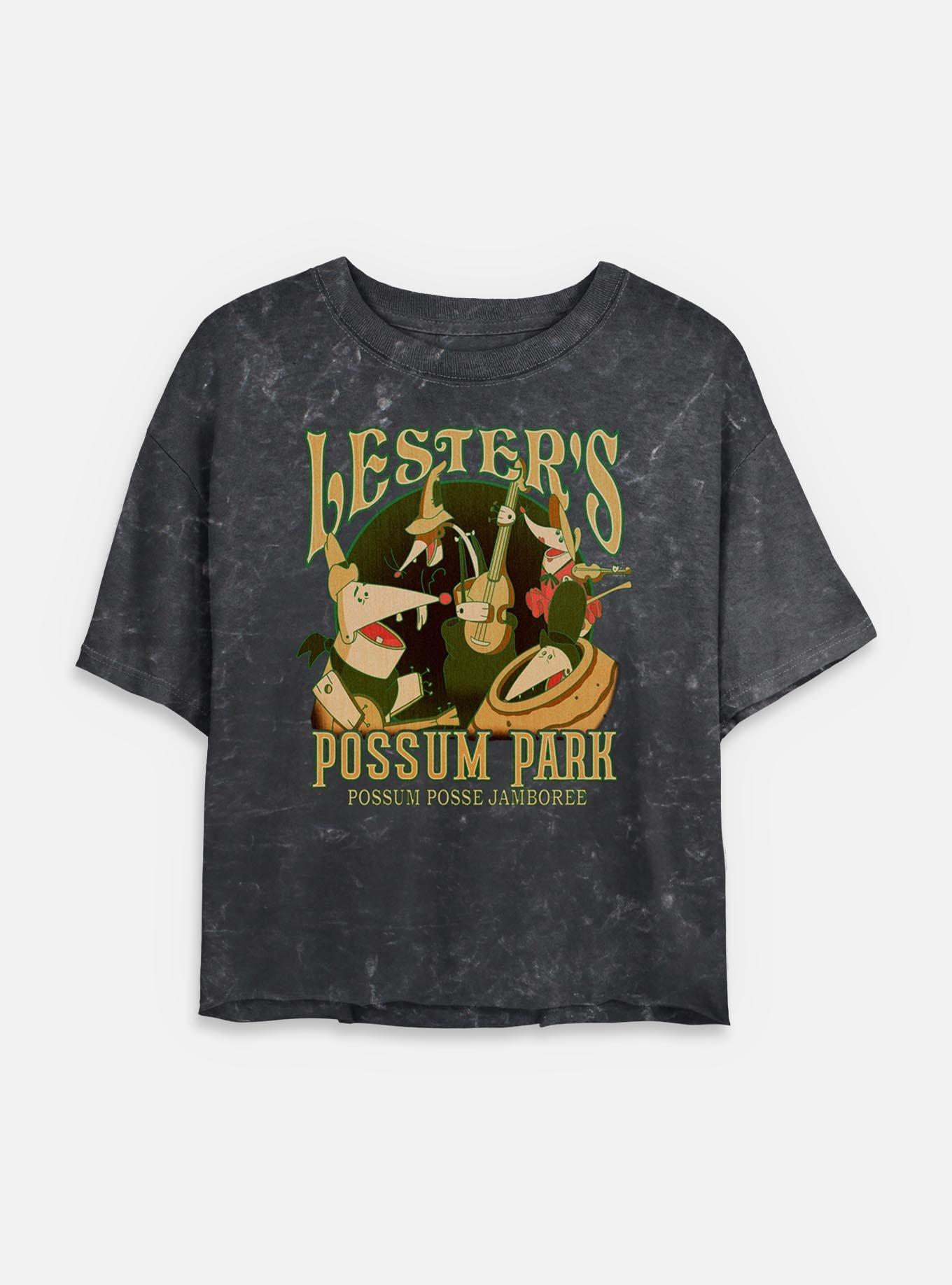 Disney Goofy Lesters Possum Park Mineral Wash Womens Crop T-Shirt, , hi-res