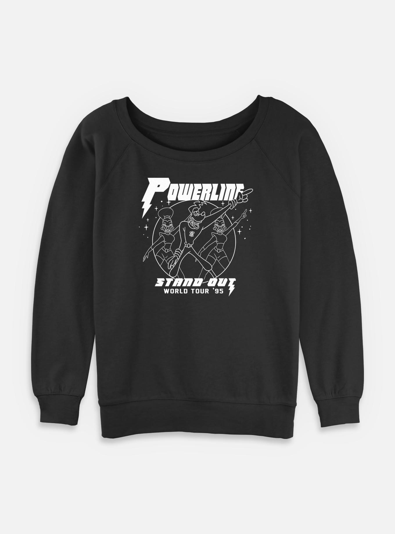 Disney Goofy World Tour Powerline Womens Slouchy Sweatshirt, BLACK, hi-res