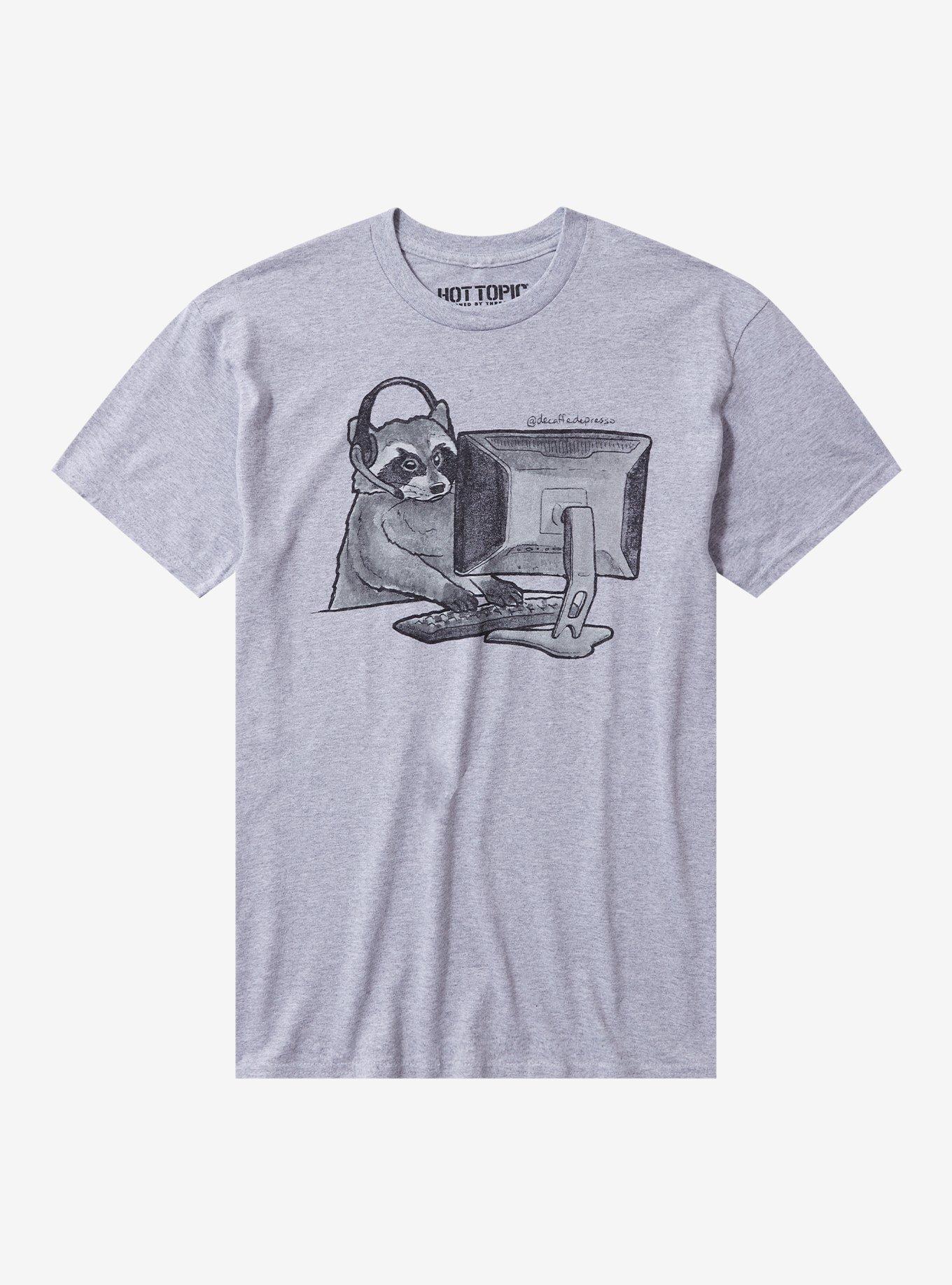 Raccoon Gaming T-Shirt By Decaffedepresso, , hi-res