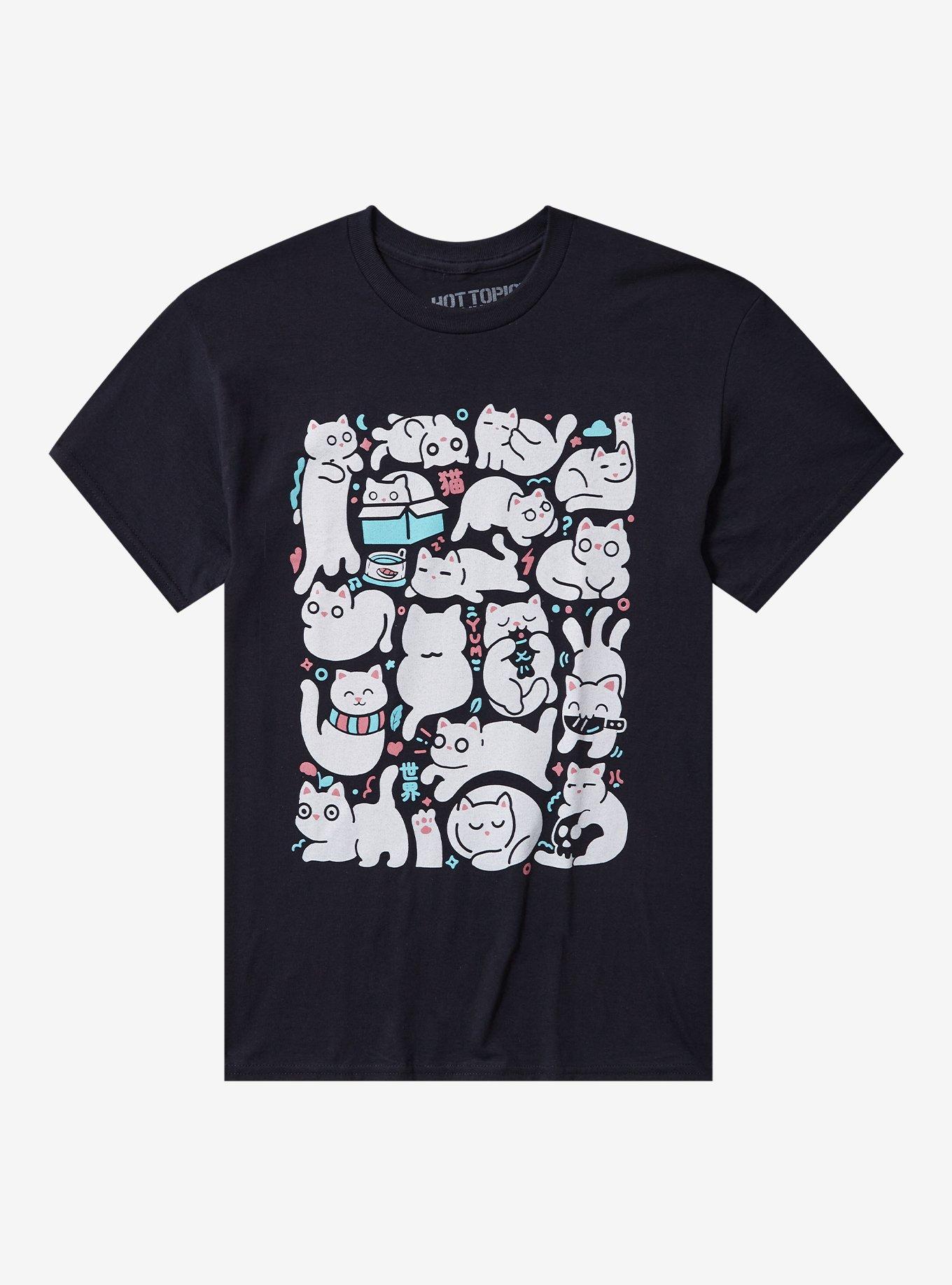 White Cat Collage T-Shirt By Kucing Meow, , hi-res
