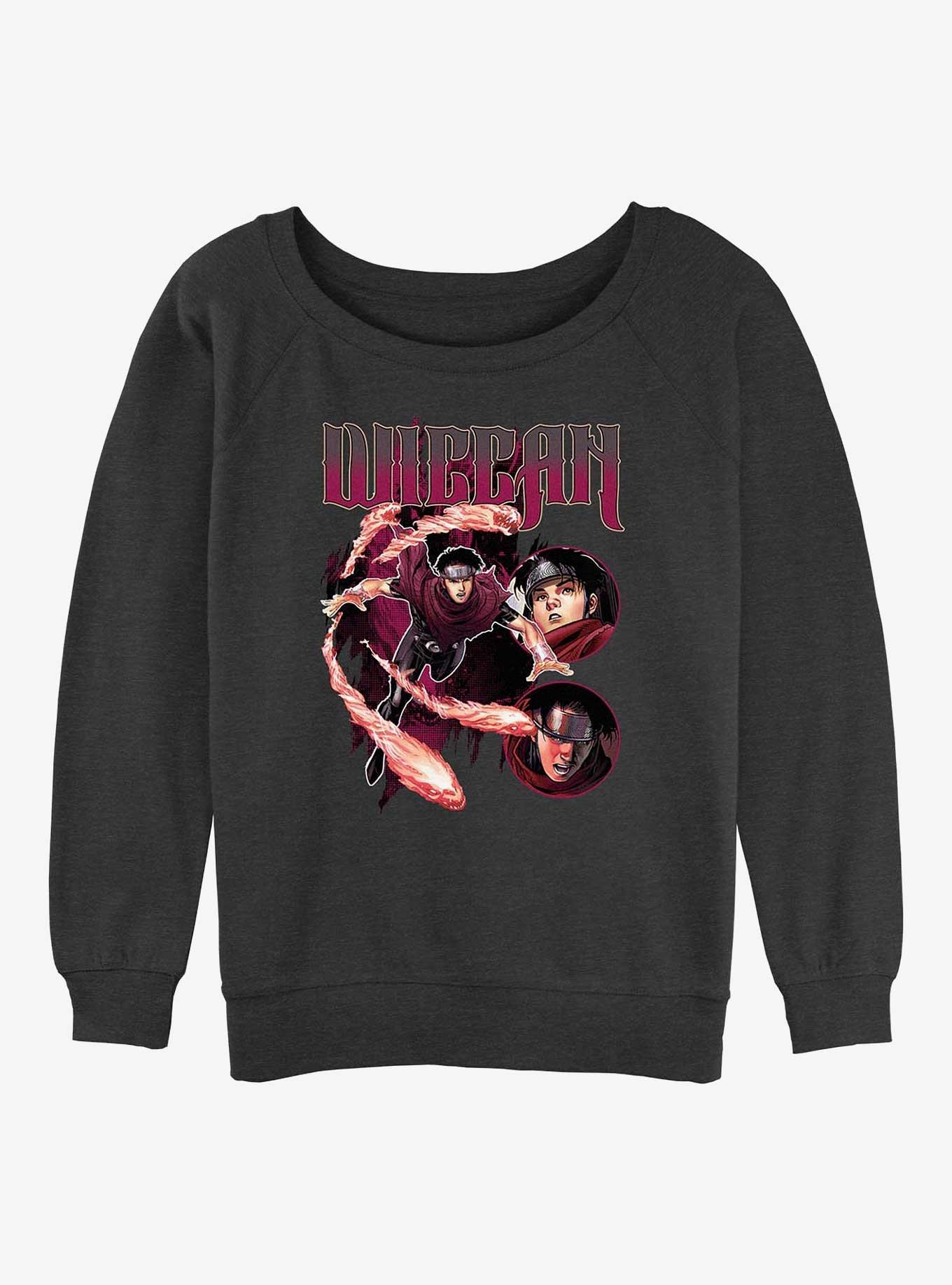 Marvel Wiccan Wiccan Flames Girls Slouchy Sweatshirt, CHAR HTR, hi-res