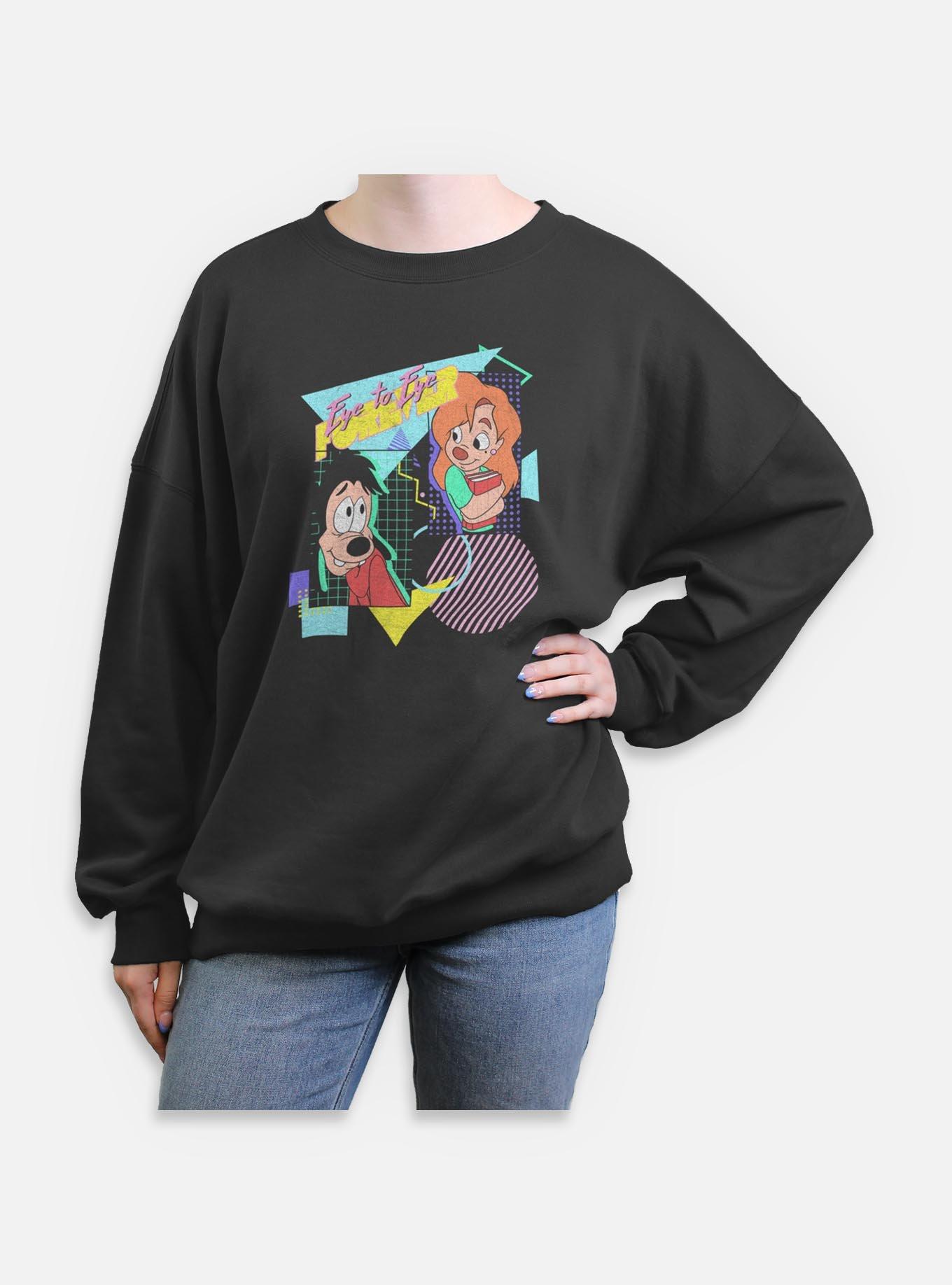 Disney Goofy Eye To Eye 80s Womens Oversized Sweatshirt, BLACK, hi-res
