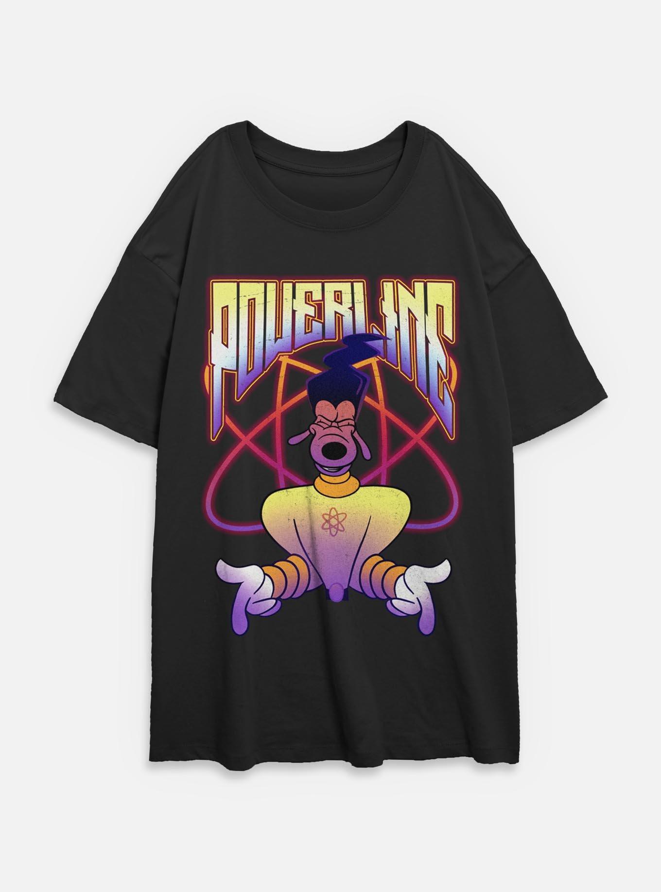 Disney Goofy Powerline Jam Womens Oversized T-Shirt, BLACK, hi-res