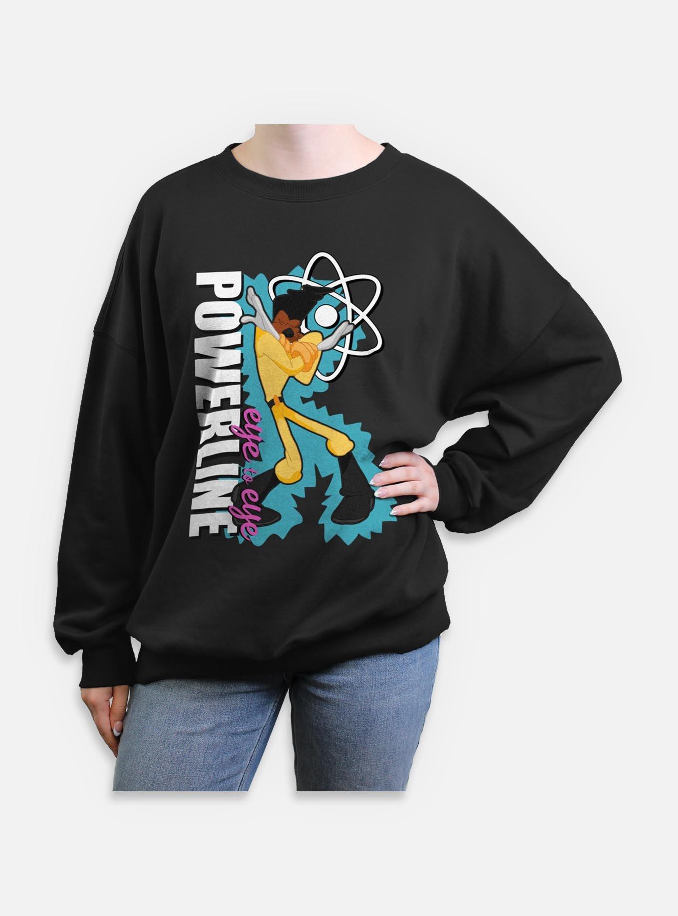 Disney Goofy Eye To Eye Powerline Womens Oversized Sweatshirt, BLACK, hi-res