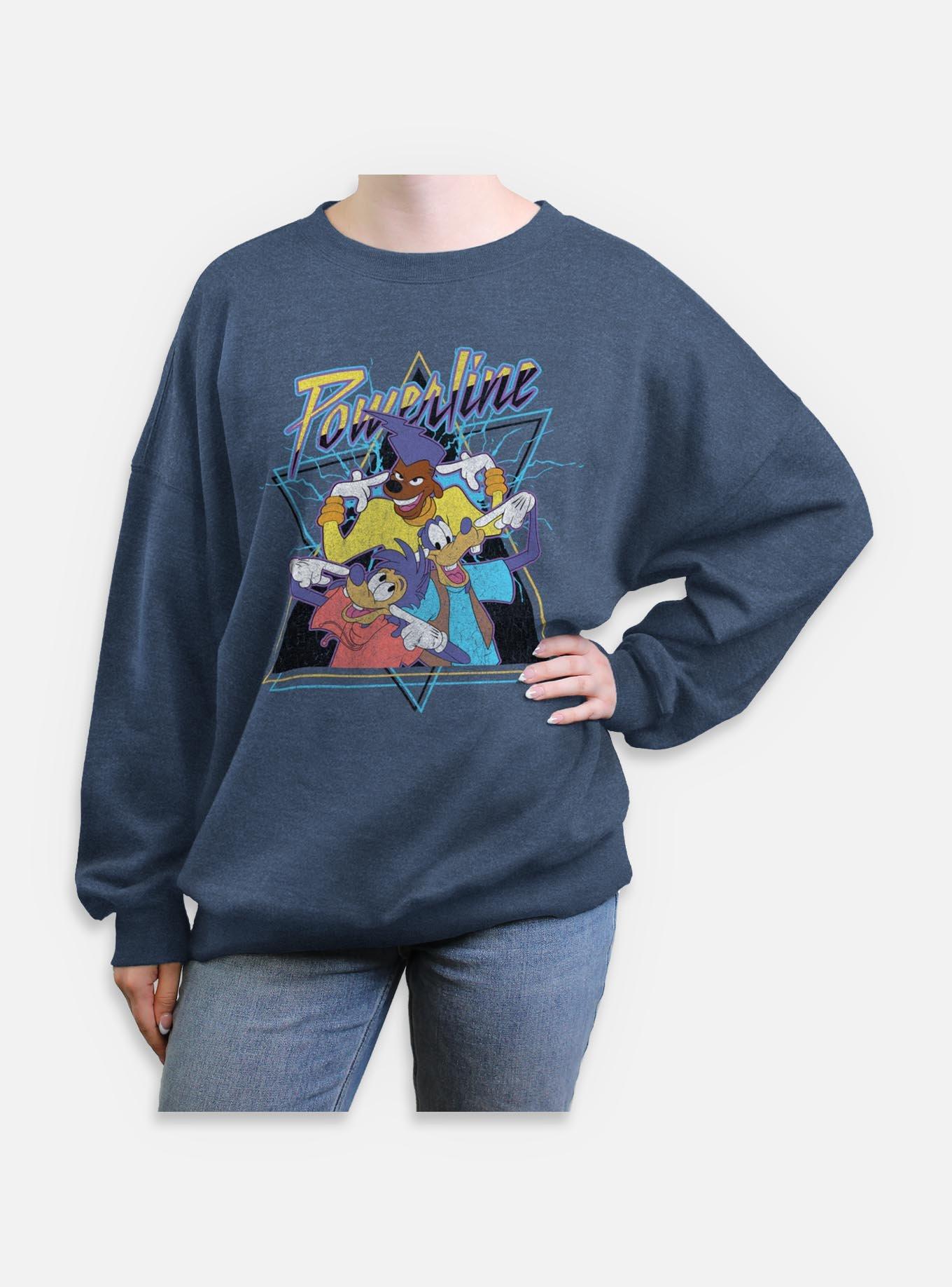 Disney Goofy Powerline Goof GroupWomens Oversized Sweatshirt, BLUEHTR, hi-res