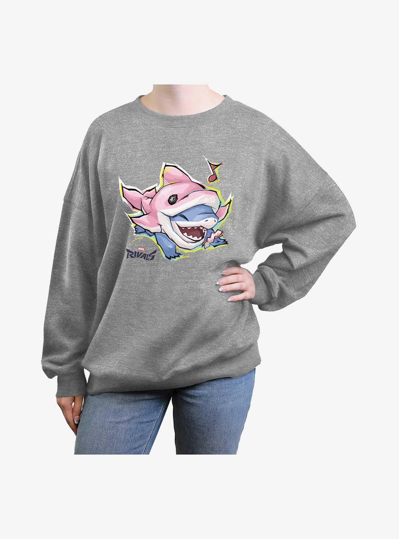 Happy Jeff Girls Oversized Sweatshirt, HEATHER GR, hi-res